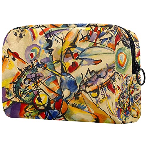 Luxury Leather Makeup Bag for Women - Large Cosmetic Organizer with Abstract Colors, Travel Toiletry Case for Purse - Perfect for Travel, Daily Use & Gift Giving