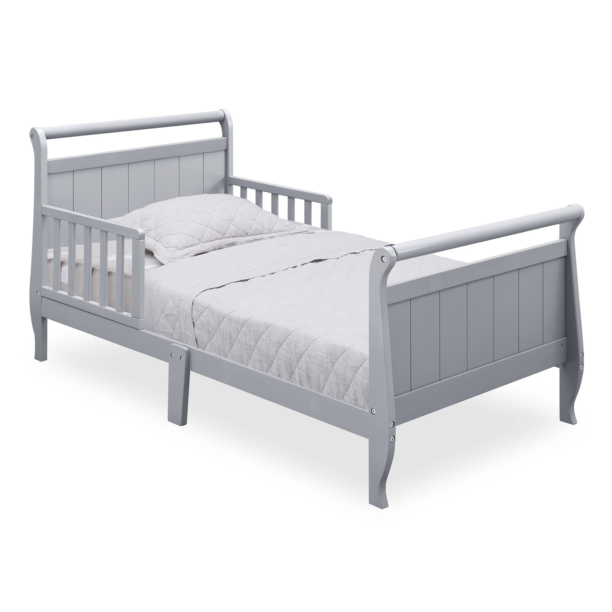 Delta Children Wood Sleigh Toddler Bed - Grey Convertible Crib for Kids | Safe & Stylish Nursery Furniture for Boys & Girls | Perfect for Bedroom, Daycare, or Guest Room