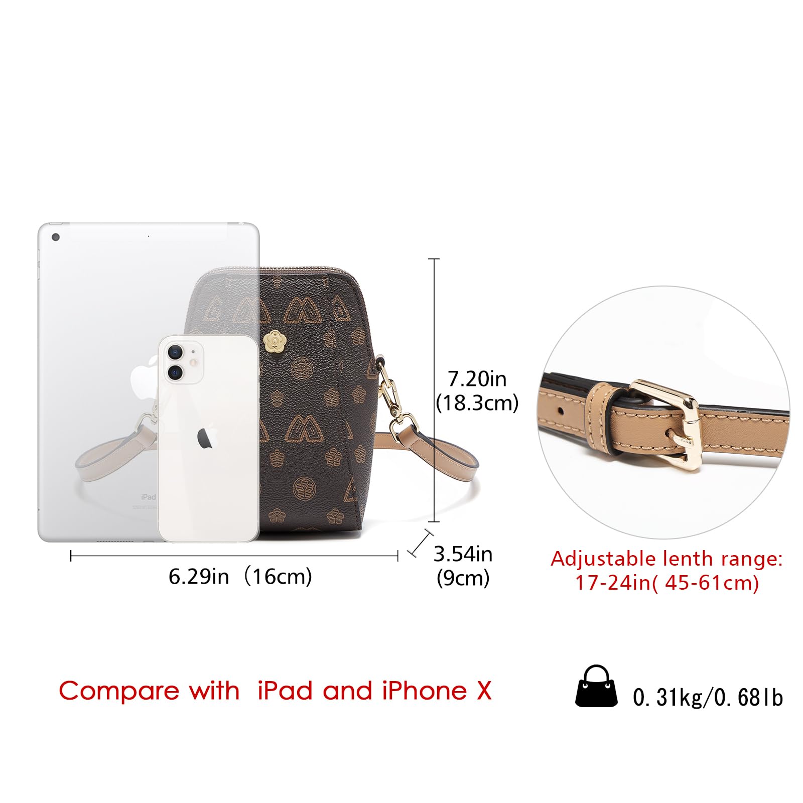 LAORENTOU Vegan Leather Crossbody Phone Bag for Women - Stylish Checkered Monogram Shoulder Purse, Small Handbag for iPhone & Essentials | Perfect for Travel, Shopping & Daily Use