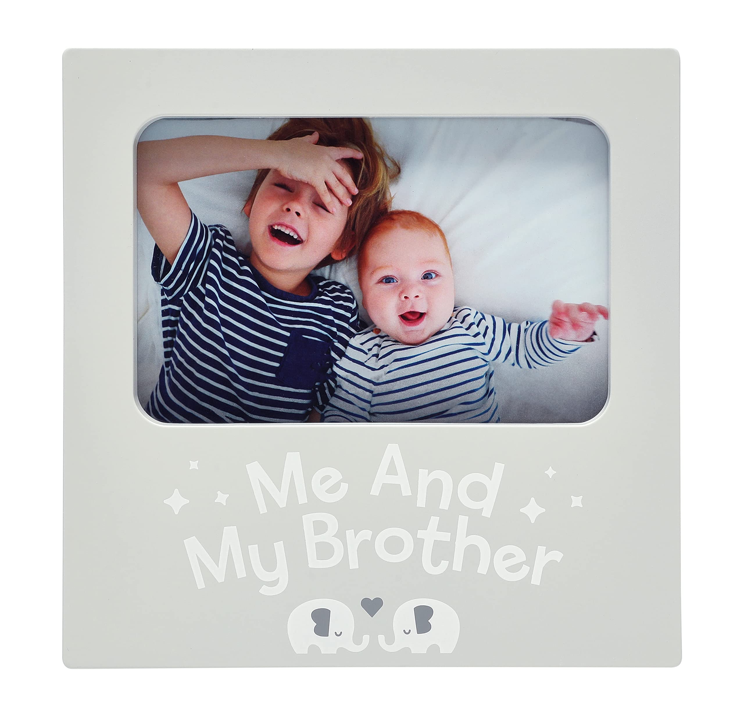 Kate & Milo Me and My Brother Photo Frame - Baby Keepsake Picture Frame for Siblings - Big Brother or Big Sister Gift with Elephant Design - Perfect for Nursery Decor & Newborn Announcements