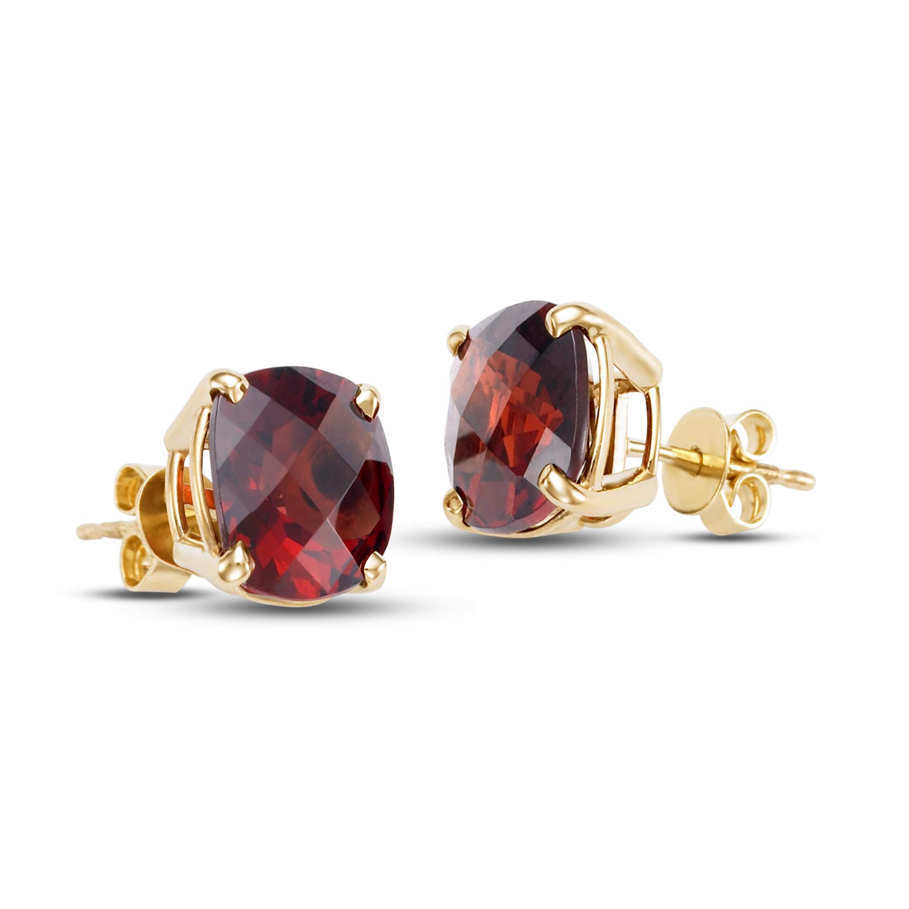 14K Gold Cushion Garnet Stud Earrings for Women - Dainty Fine Jewelry Gift for Mother, Girlfriend, Wife - Perfect for Wedding, Anniversary & Birthday Celebrations - Elegant Everyday Wear & Special Occasions