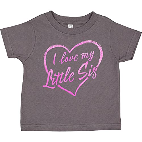 Inktastic I Love My Little Sister Pink Chalk Heart Toddler T-Shirt - Cute Matching Sibling Outfit for Family Photos & Special Occasions