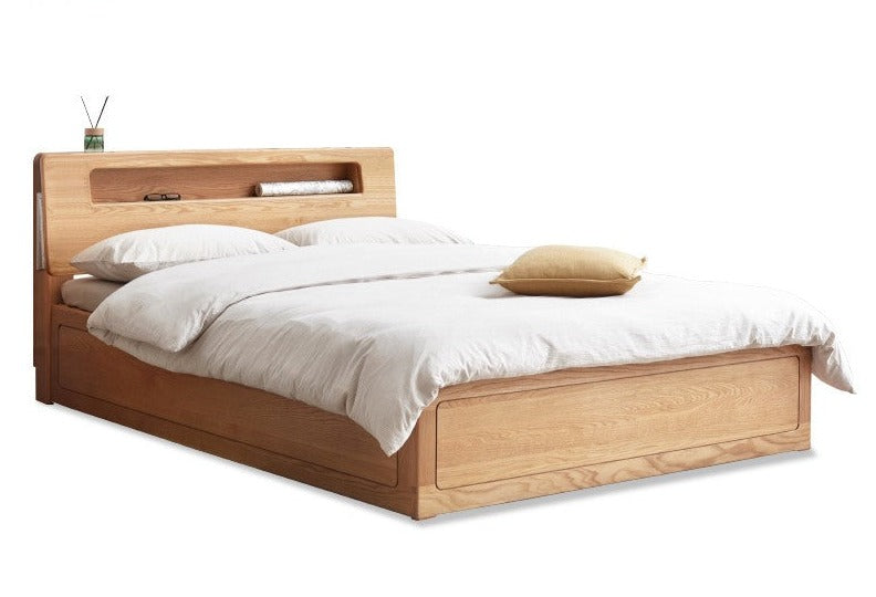 Premium Oak Solid Wood Luminous Box Bed - Durable Nightstand with Glow-in-the-Dark Features for Bedroom, Guest Room, and Kids Room Decor