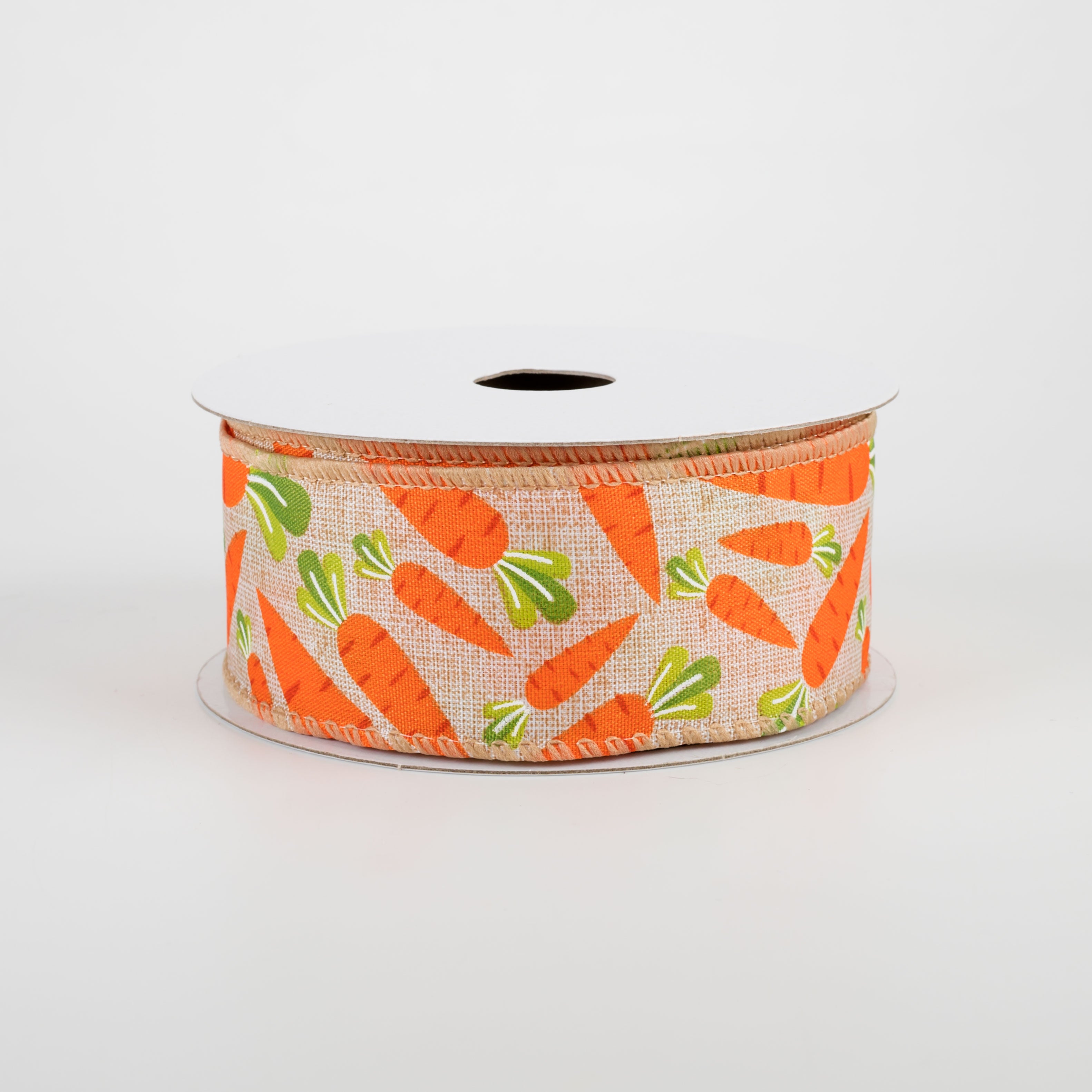1.5 Inch Printed Carrots Ribbon - Natural Cotton Fabric Ribbon (10 Yards) for Gift Wrapping, DIY Crafts, and Spring Decorations