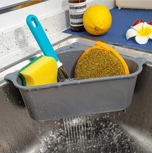 LADILA Kitchen Sink Organizer - Stainless Steel Drain Basket, Dish Rack & Storage Shelf for Sponge, Soap, Fruits & Vegetables | Space-Saving Sink Accessory for Organized Kitchen Cleaning & Drainage