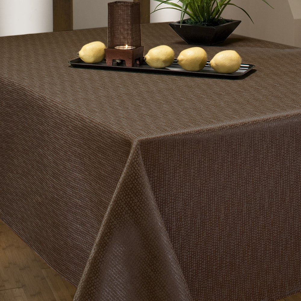 Benson Mills Pebbles Fabric Tablecloth - Chocolate Brown 70-Inch Round Waterproof Table Cover for Dining Room, Kitchen, and Outdoor Picnics