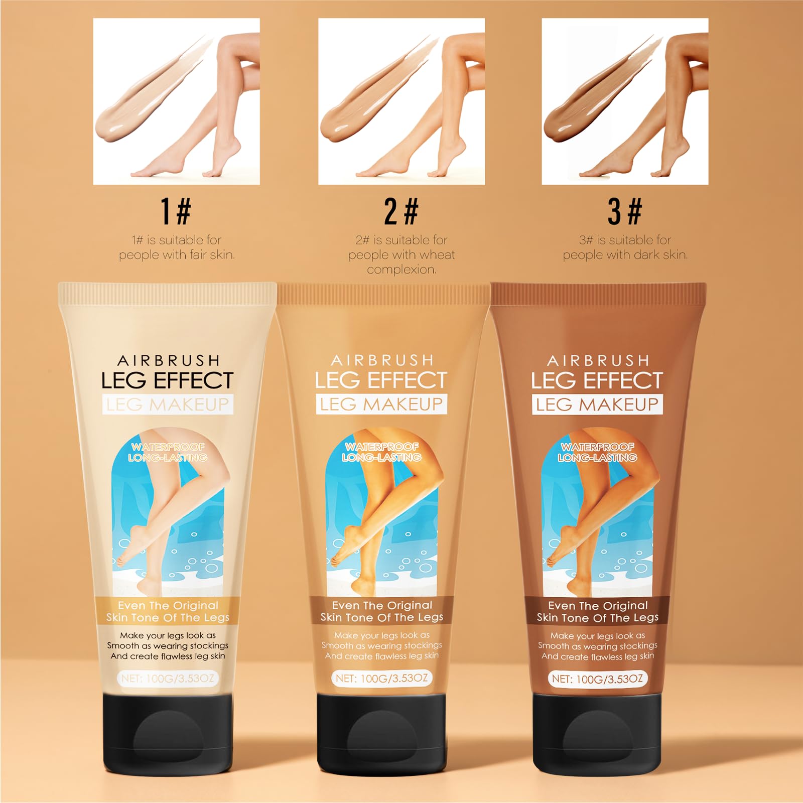 Waterproof Leg Makeup for Varicose Veins & Scar Cover - No Transfer, Tattoo Concealer for Black Skin (Medium Glow) - Perfect for Weddings, Photos & Everyday Wear