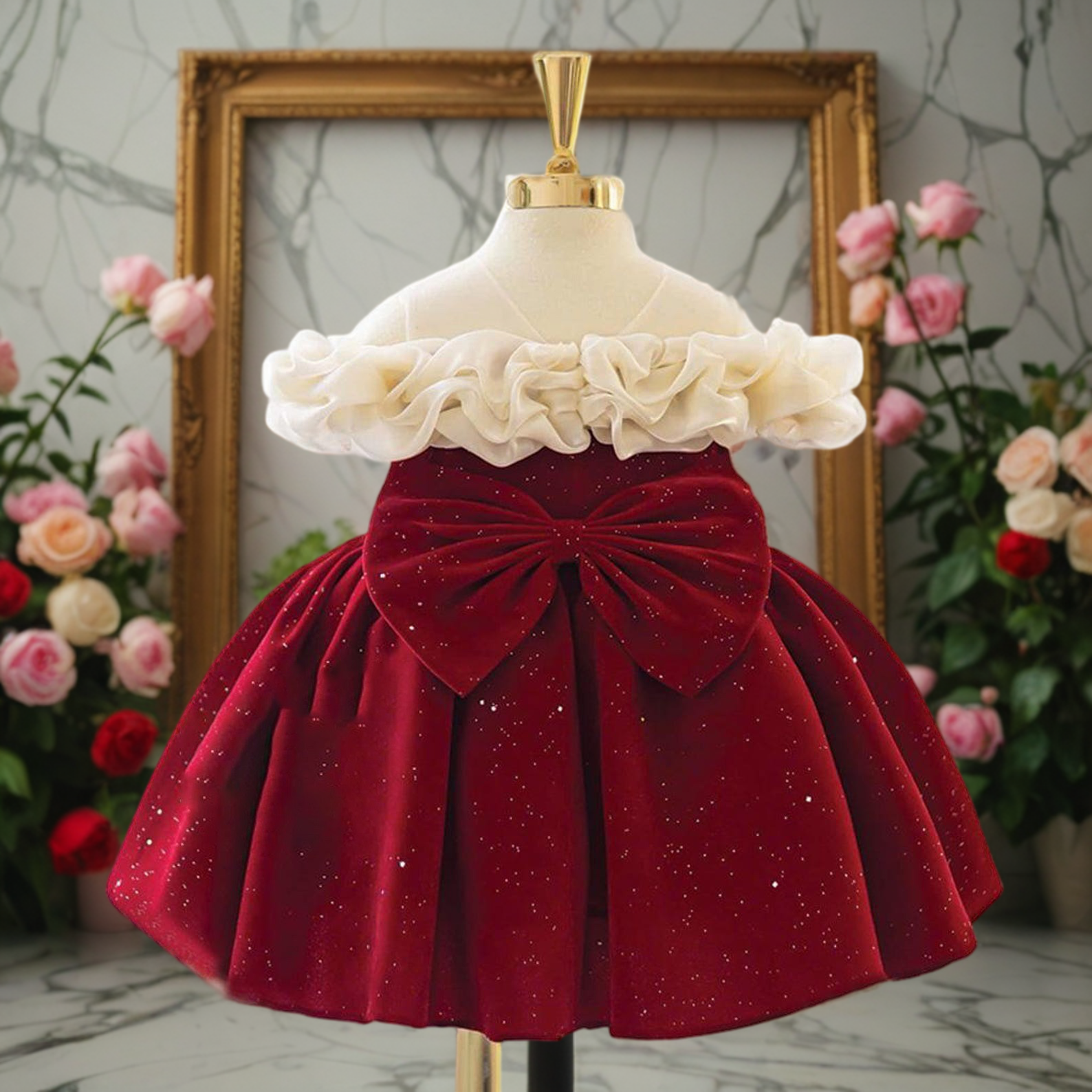 Elegant Baby Girl Christmas Party Dress - Toddler Birthday Outfit for Special Occasions | Perfect for Holiday Photos, Family Gatherings & Festive Celebrations