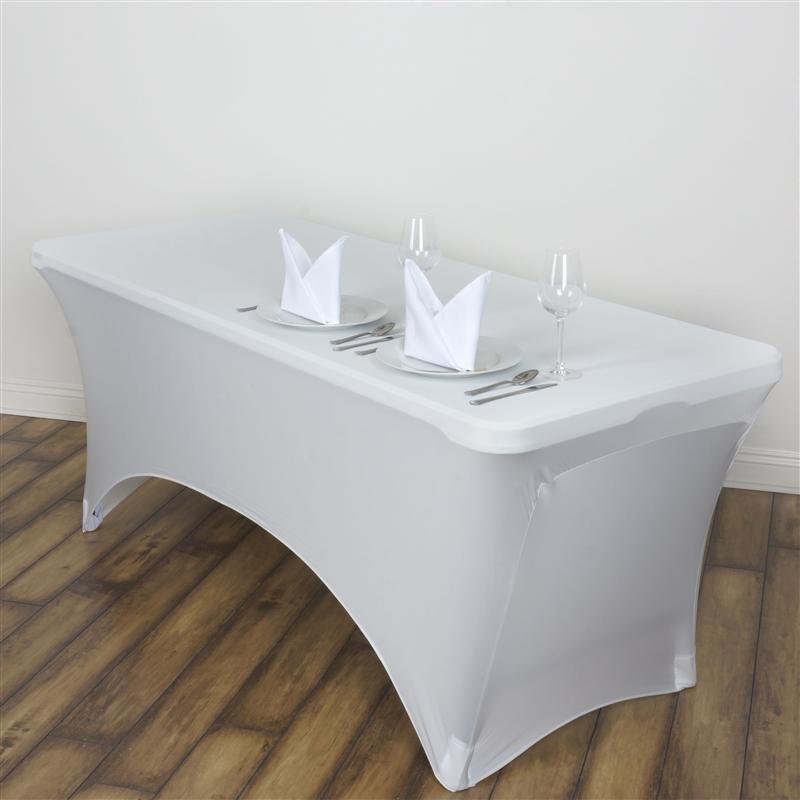 6 ft Stretch Spandex Tablecloth - 72 x 30 Inches Rectangular Fitted Table Cover for Banquet, Wedding & Party Decorations