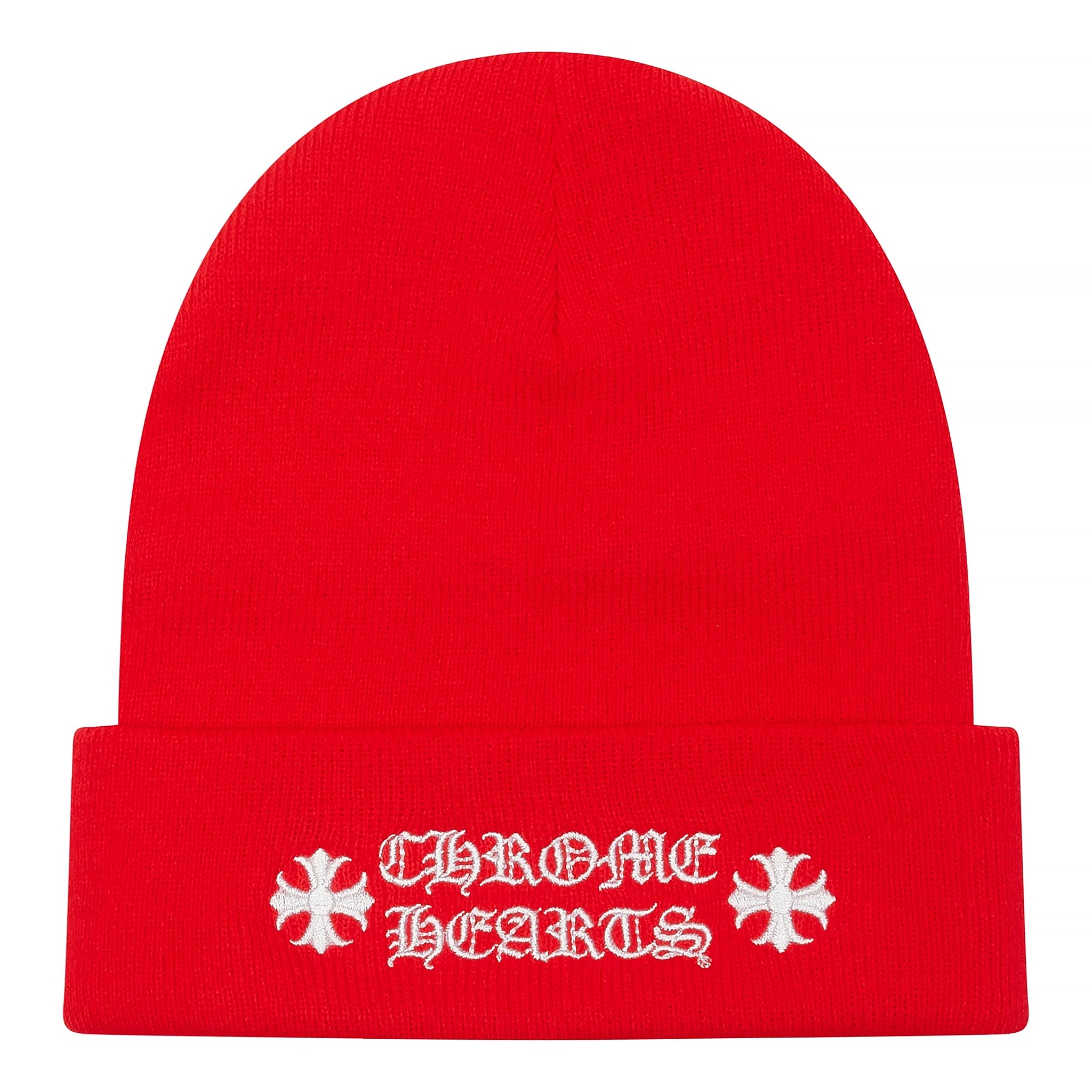 Chrome Hearts Logo Red Beanie Hat for Men & Women - Winter Warm Knit Skull Cap for Outdoor Activities & Street Fashion