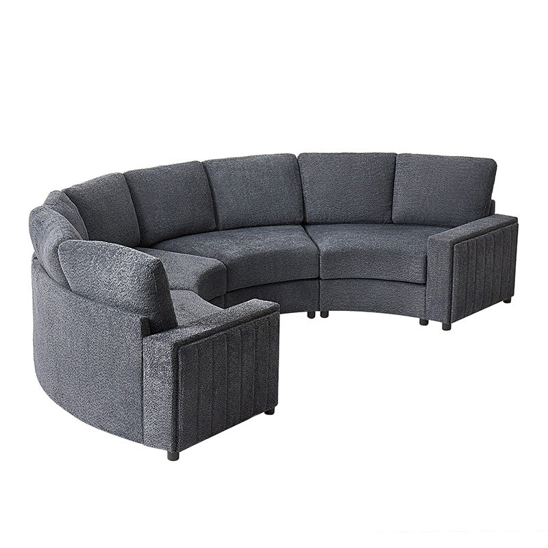 Aeris Modern Curved Sectional Sofa Set - L-Shaped Couch with Ottoman for Living Room, Lounge & Entertainment Spaces | Contemporary Fabric Upholstery, Comfortable Seating for Family & Guests