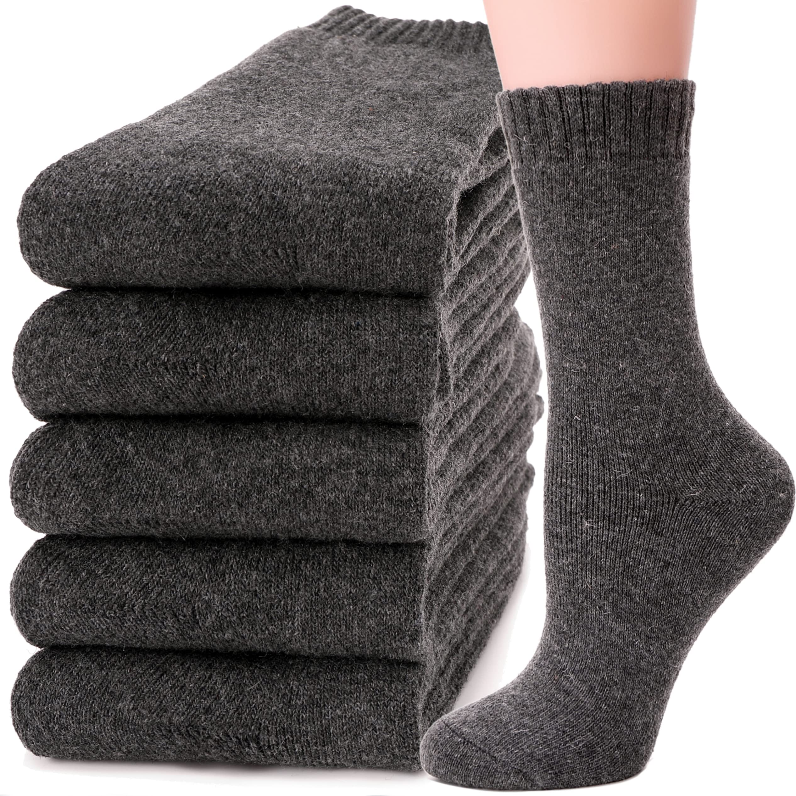 Warm Wool Hiking Socks for Women - Winter Thermal Crew Socks for Hiking & Cabin Wear