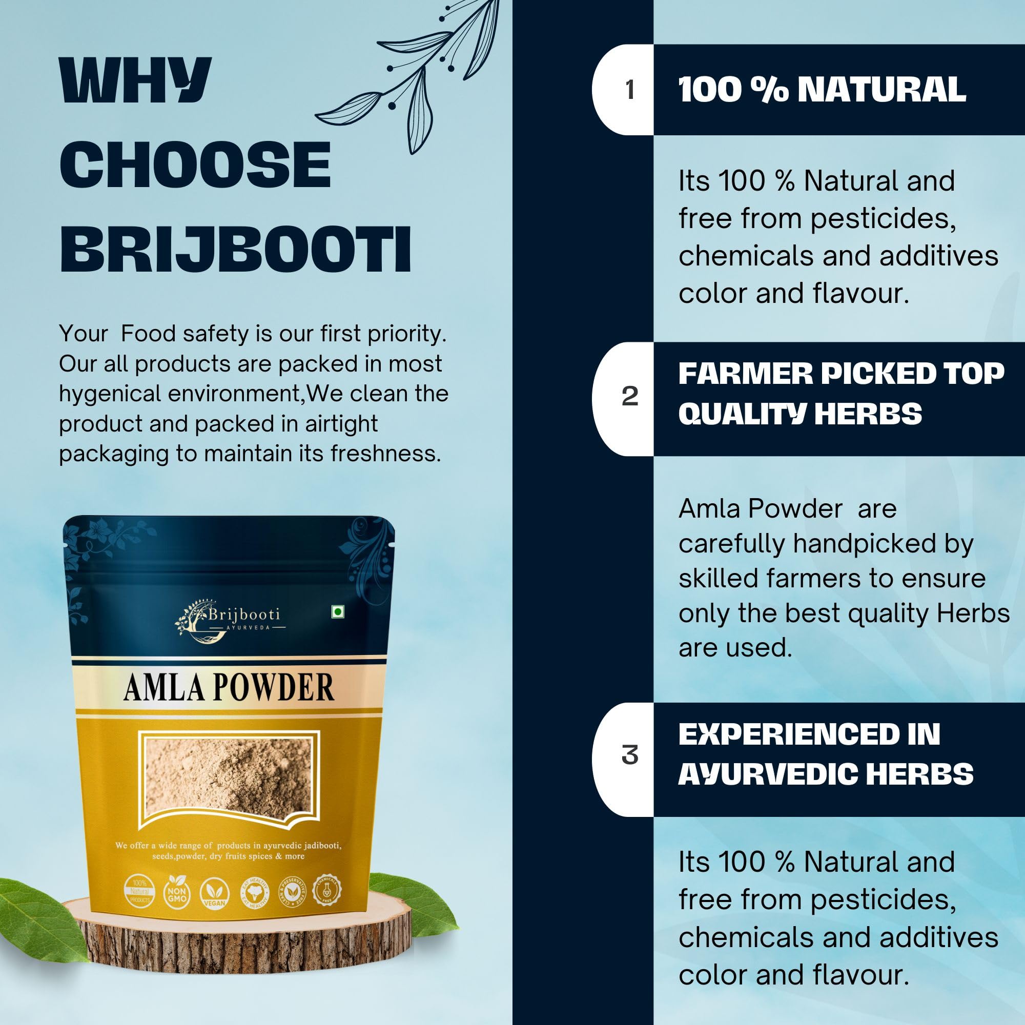 **Brijbooti Amla Powder (250g) - Pure Indian Gooseberry for Hair Growth, Skin Care, and Healthy Drinks | Natural Hair Mask & DIY Beauty Packs | Vegan & Chemical-Free Superfood**    *(Use for homemade hair masks, smoothies, face scrubs, and Ayurvedic wellness recipes!)*