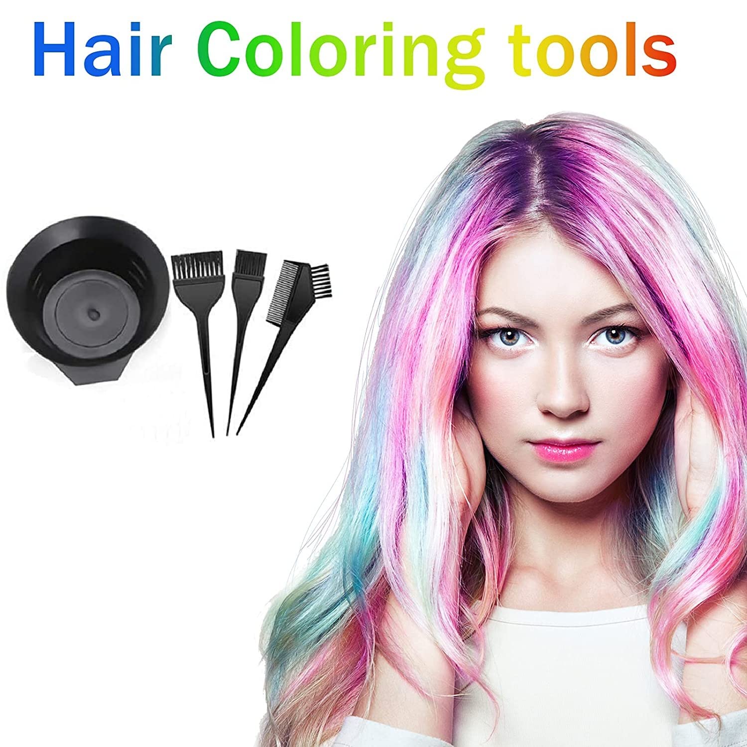 E-DUNIA® Professional Hair Dye Brush & Mixing Bowl Set (3 Brushes + 4 Bowls) - Salon-Quality Hair Coloring Kit for DIY Highlights, Ombre & Root Touch Up at Home