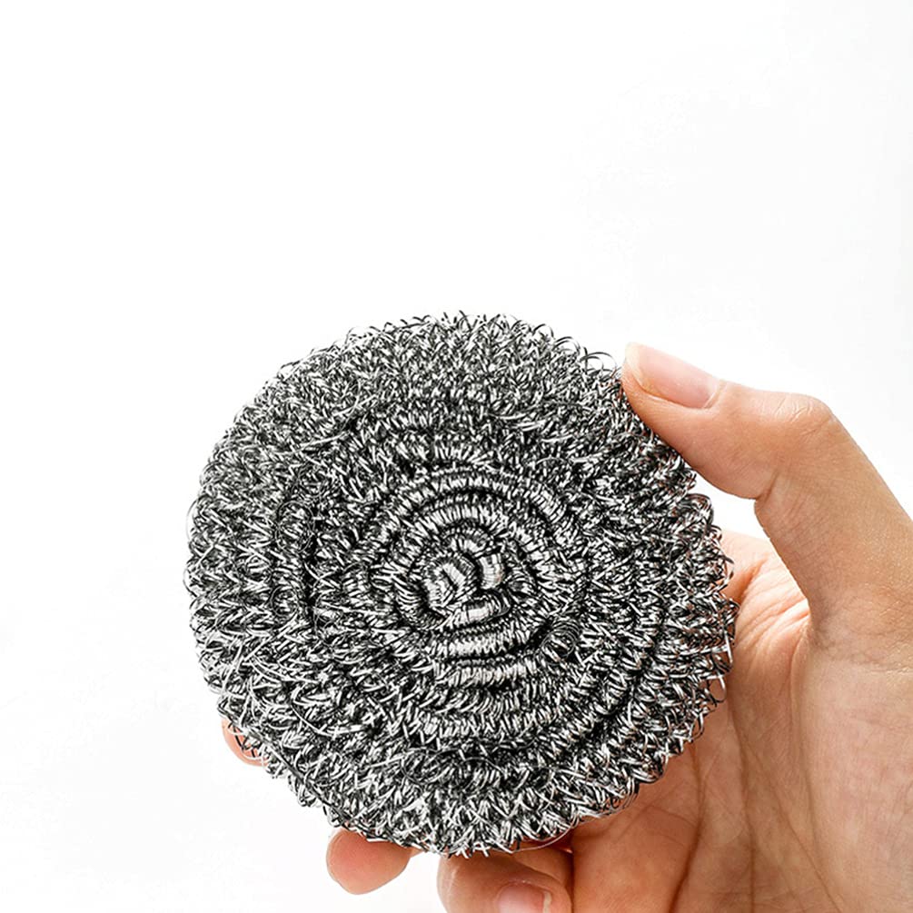 12 Pack Hemoton Steel Wool Dish Cleaning Brushes - Heavy Duty Pot Scrubber & Kitchen Pan Cleaner with Ergonomic Handle | Perfect for Stubborn Grease, Burnt Food Removal & Daily Dishwashing