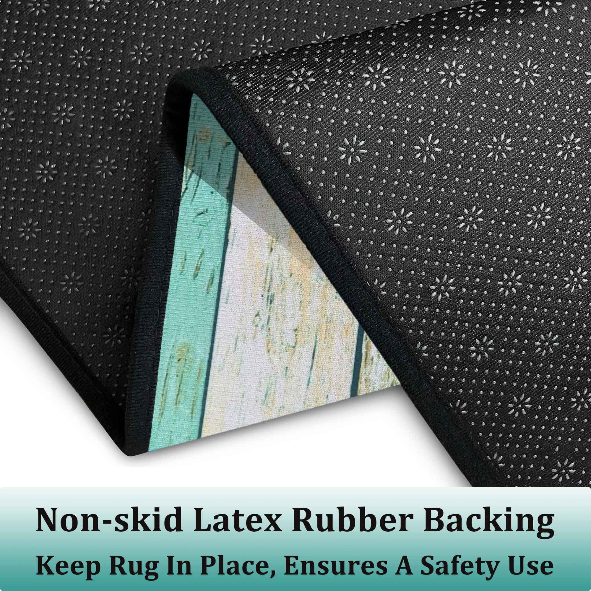 Premium Non-Slip Teal Kitchen Rugs Set of 2 - Washable Floor Mats with Anti-Skid Backing - 17x47.2 & 17x30 Inch Home Decor Runner for Kitchen, Entryway, and Laundry Room - Perfect for High Traffic Areas and Spill Protection