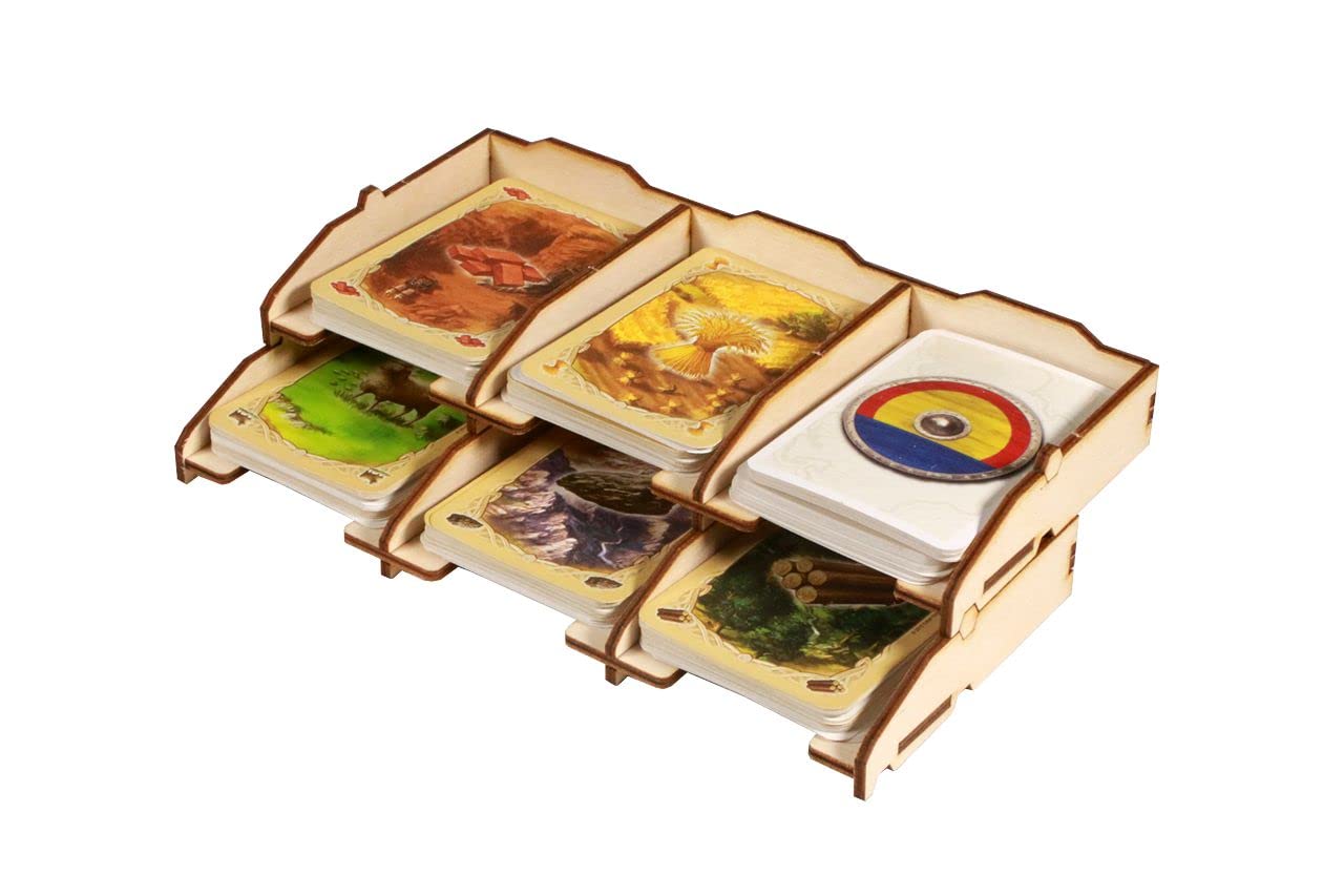 Premium Wooden Game Organizer for Catan Board Game - Compatible with Base Set, Storage Box with Multi-Tray Design for Easy Setup & Organization - Perfect for Game Nights & Tabletop Enthusiasts