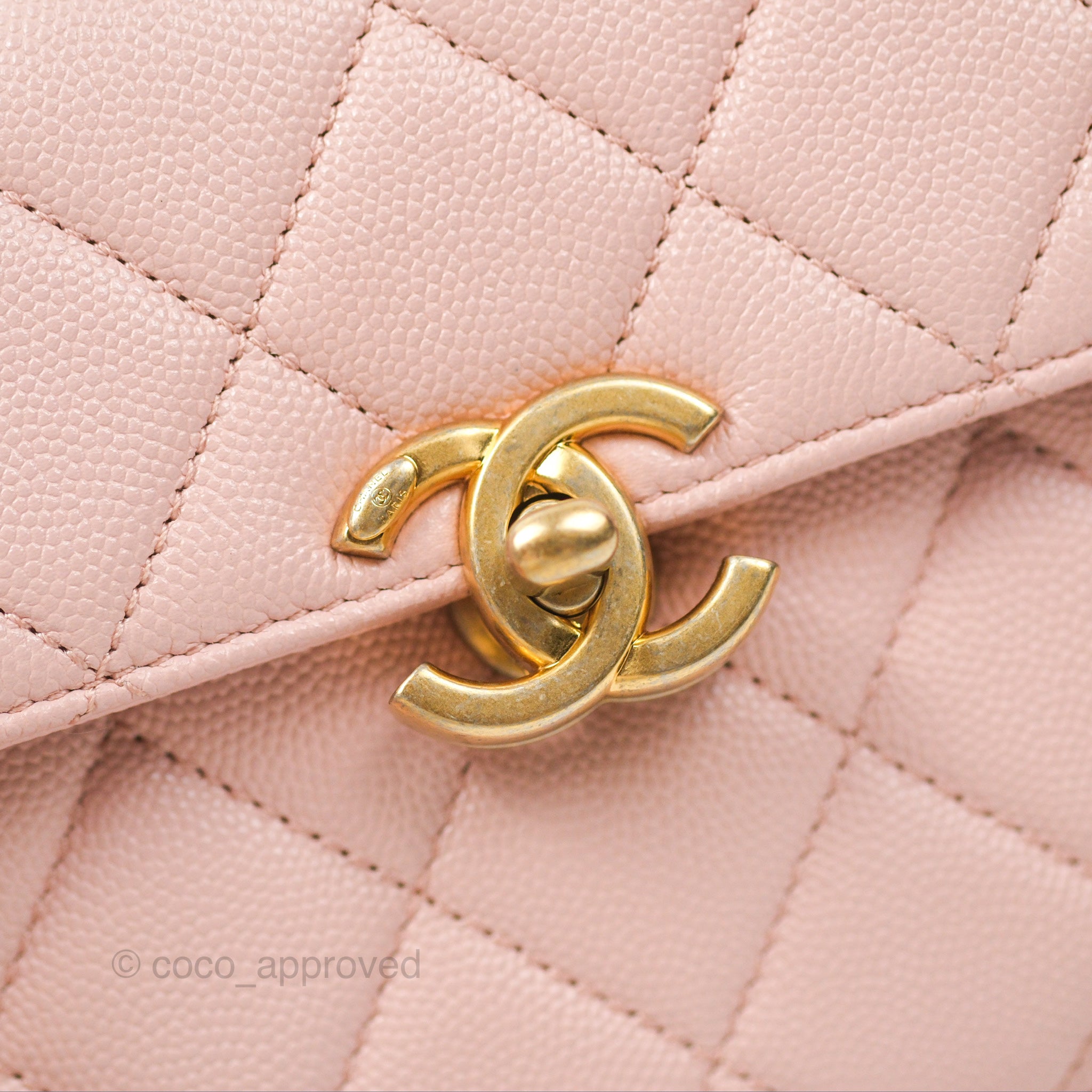 Chanel Carry Me Top Handle Flap Bag Pink Caviar Leather with Aged Gold Hardware - Perfect for Date Night & Special Occasions