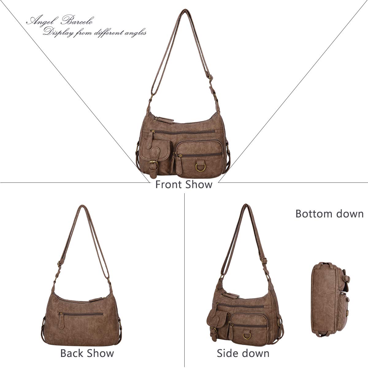 Angel Barcelo Crossbody Bag for Women - PU Leather Purse for Daily Use & Travel