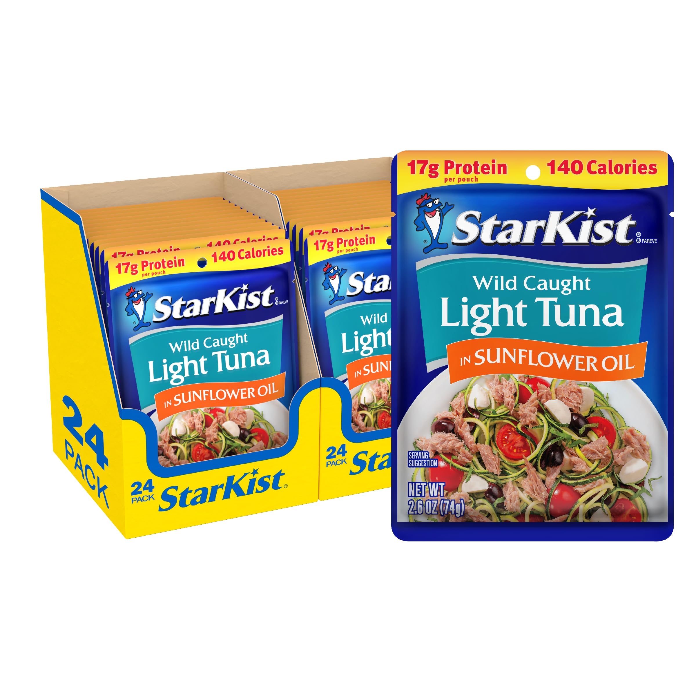 StarKist Chunk Light Tuna in Sunflower Oil, 2.6 Oz (Pack of 24) - Premium Canned Tuna for Salads, Sandwiches & Quick Meals - High Protein, Keto & Paleo Friendly