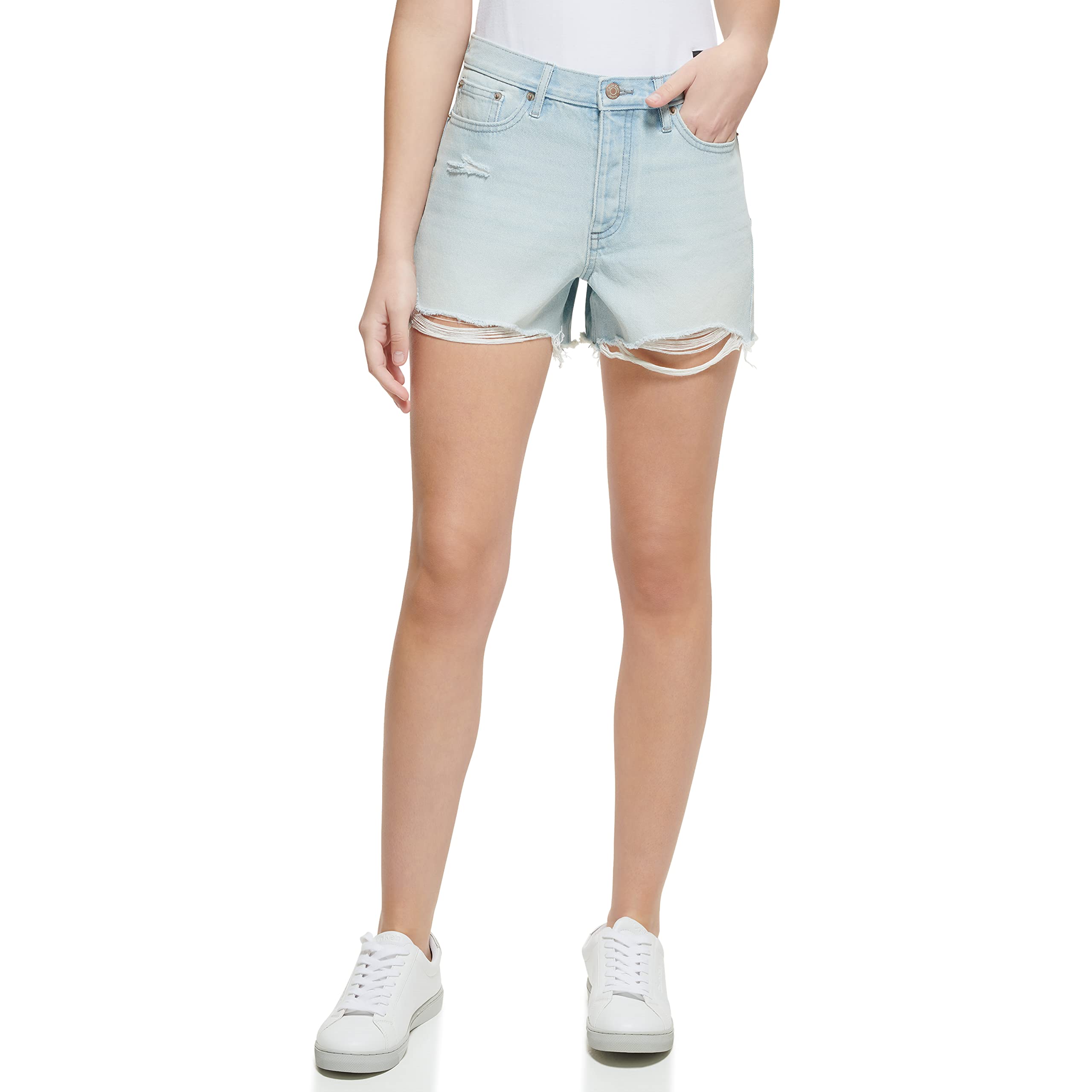 Calvin Klein Women's High Rise Button Fly Jeans Shorts - Classic Denim for Casual Wear, Date Nights & Weekend Outfits