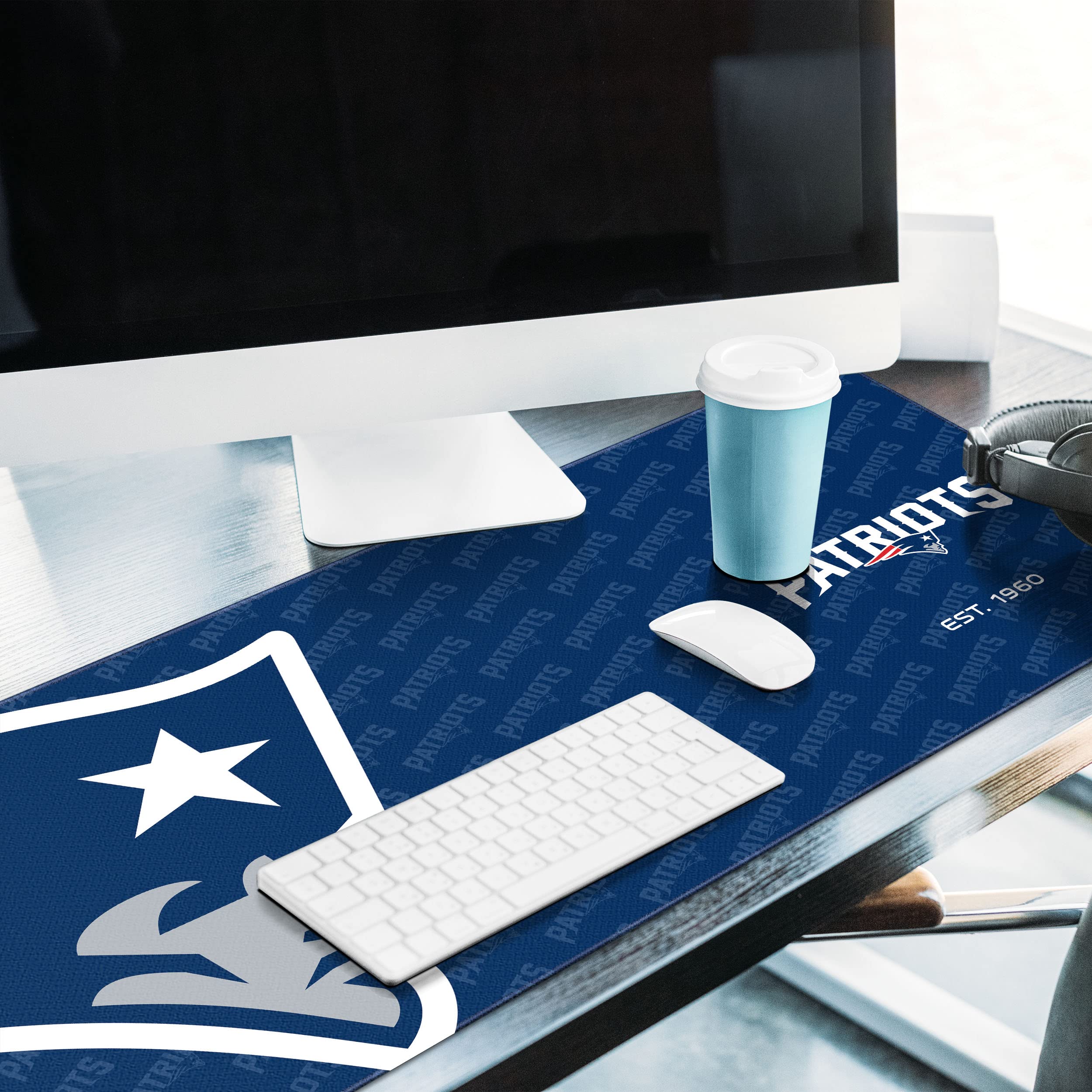 YouTheFan NFL New England Patriots Logo Series Gaming Mouse Pad - Non-Slip Rubber Base Desk Mat for Office, Home, PC & Laptop Use - Perfect for Football Fans & Sports Enthusiasts