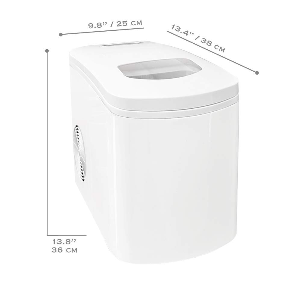 Portable Compact Ice Maker Machine - Countertop White Ice Cube Maker for Home, Office, Party, Boat & RV - Perfect for Cocktails, Beverages & Outdoor Adventures
