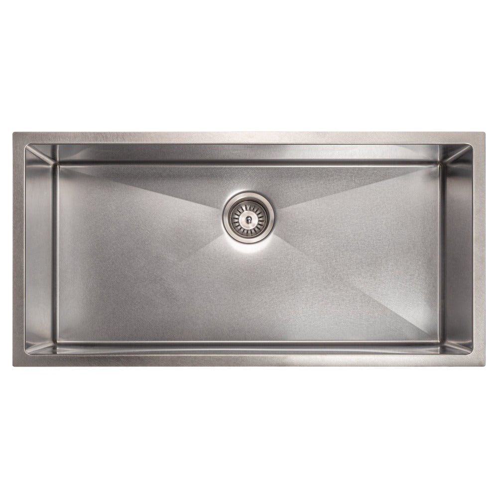 ZLINE 36 Inch Meribel Undermount Single Bowl Kitchen Sink - Satin Stainless Steel with Bottom Grid (SRS 36S) | Perfect for Modern Farmhouse & Commercial Kitchens