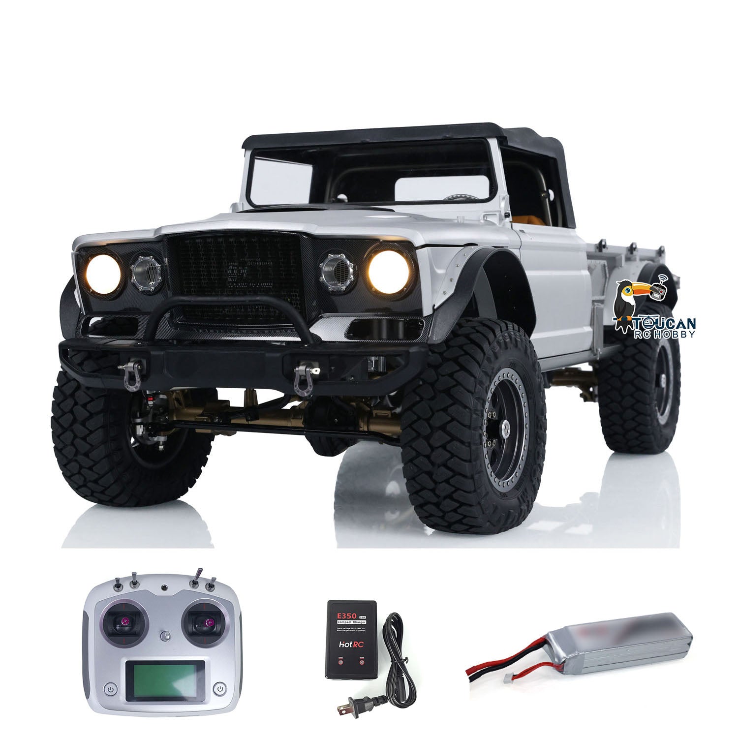 TWOLF 1/8 Scale M715 RTR RC Rock Crawler Truck - 4WD Off-Road Remote Control Car with Metal Chassis, LED Lights & Smoke Simulation | Ideal for Trail Crawling, Backyard Adventures & RC Enthusiasts