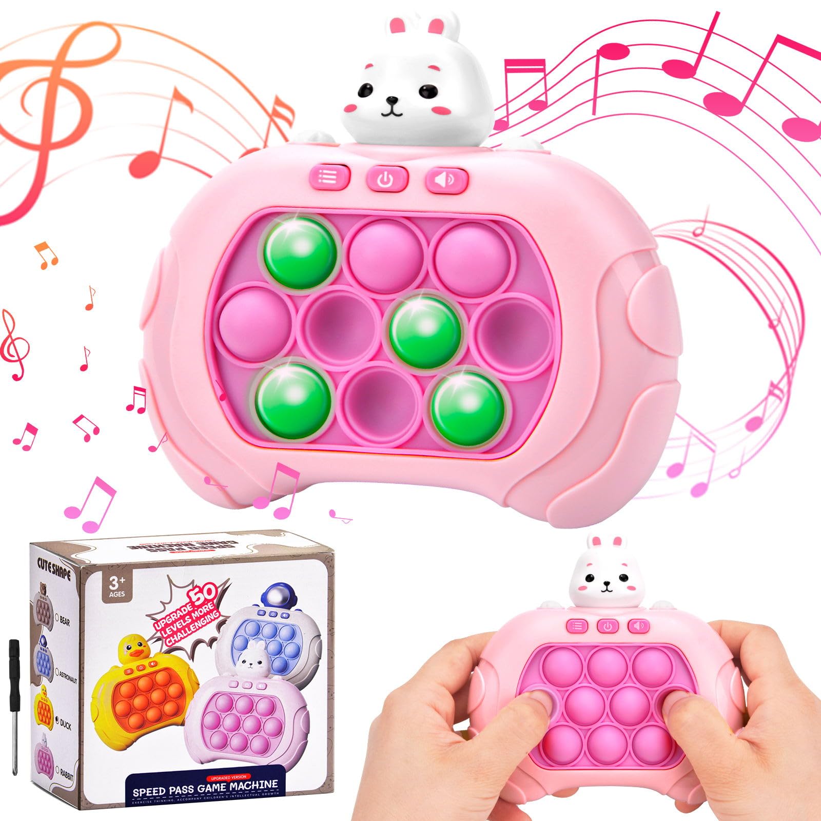 Electronic Pop It, Quick Push Pop Game Fidget Toy for Kids & Adults - Stress Relief Bubble Popper Sensory Toy - Perfect Gift for Children, Girls & Boys - Great for Anxiety Relief, Focus & Classroom Activities