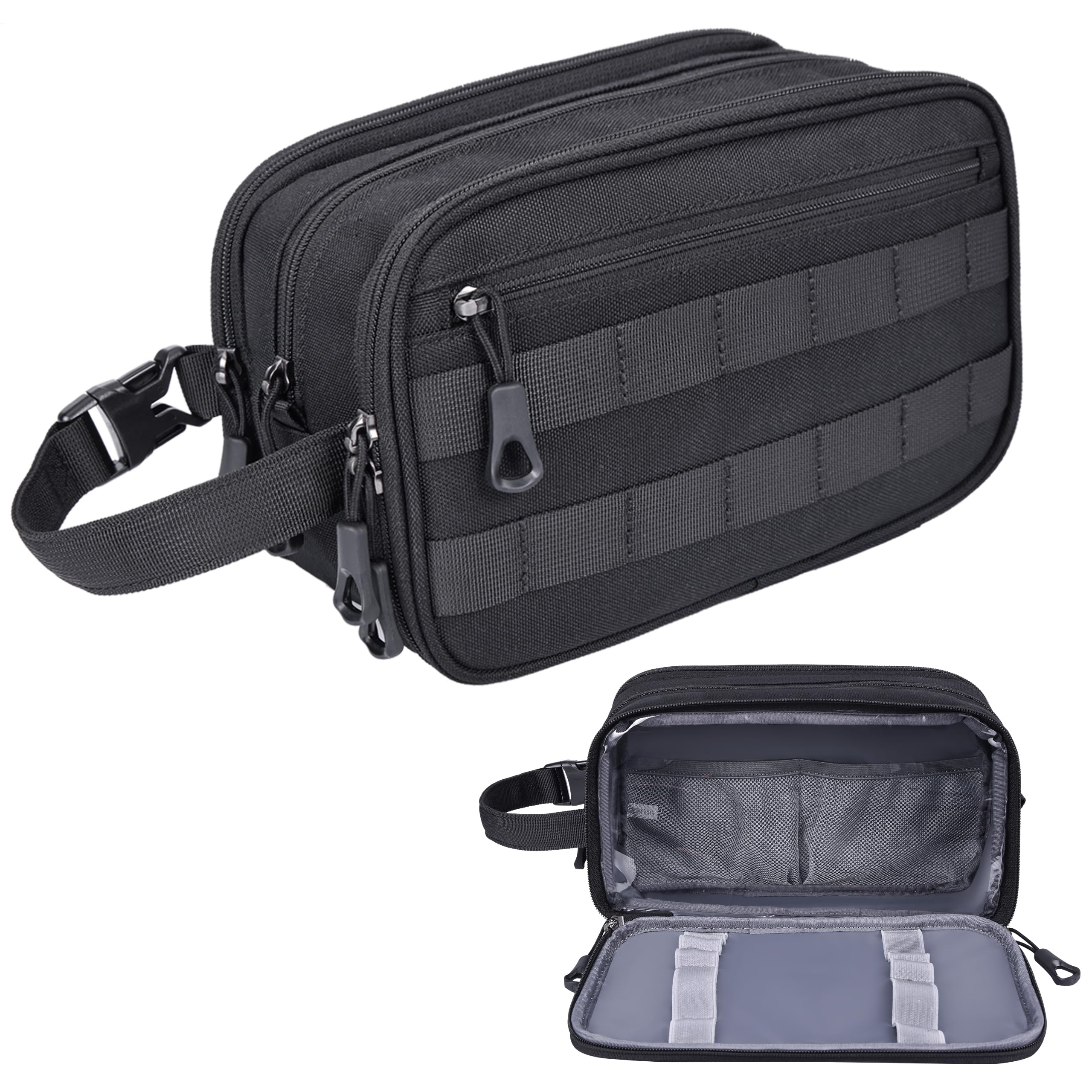 Waterproof Tactical Toiletry Bag for Men with YKK Zippers & Multiple Compartments - Durable Travel Hygiene & Cosmetic Organizer - Perfect for Camping, Gym, Business Trips & Daily Use