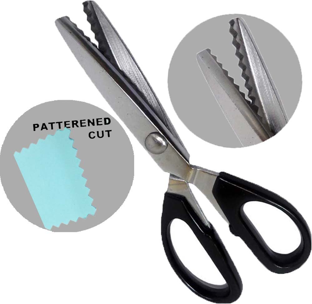 KUTZ 8 Inch (20.3 cm) Professional Pinking Shears with Small Teeth - Chrome Plated Craft Scissors for Leather, Fabric, Paper Cutting - Perfect for Sewing, Quilting, DIY Projects and Crafting