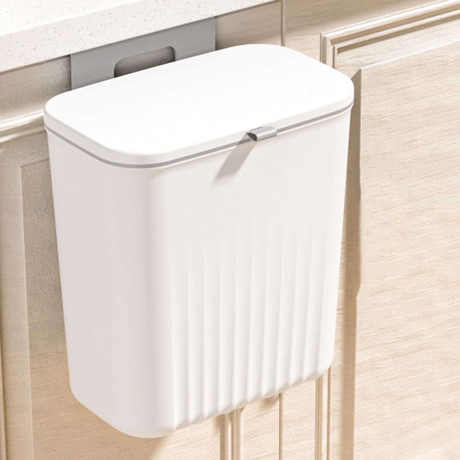 Hanging Kitchen Trash Can with Lid - Double-Sided Open Design, Under Cabinet Door Mounted Waste Bin for Compost & Recycling | Space-Saving Wall Storage for Small Kitchens & RVs