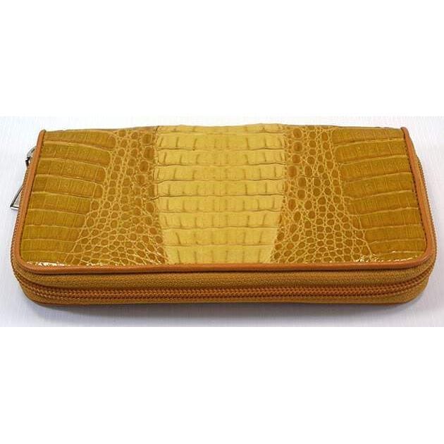 Luxury Yellow Two-Tone Crocodile Leather Women's Wallet - Fashionable Bifold Clutch for Everyday Use & Special Occasions