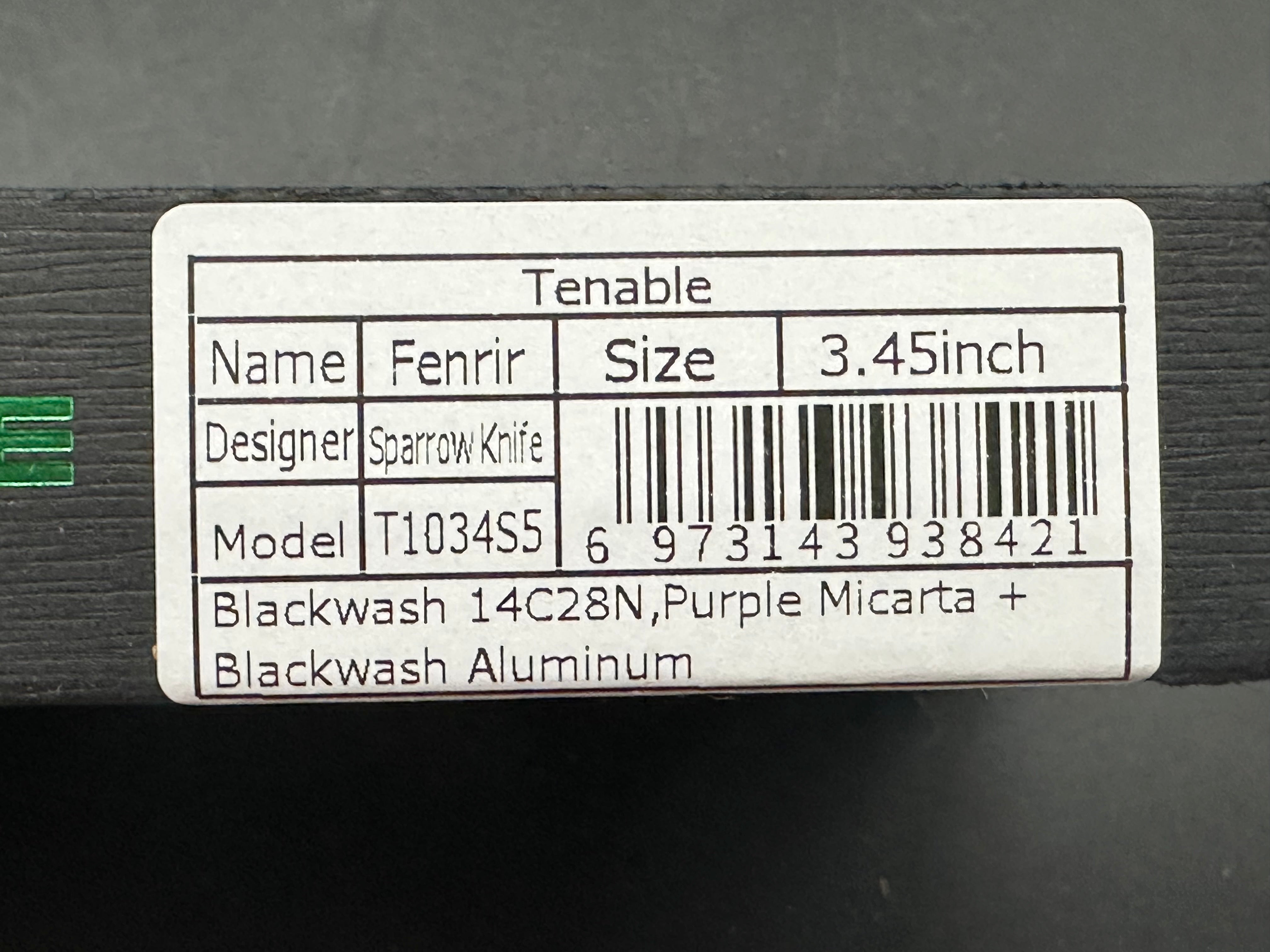TENABLE FENRIR Button Lock Pocket Knife - Purple Micarta & Blackwash Aluminum Handle, 14C28N Harpoon Blade | EDC, Outdoor Survival, Camping Gear
