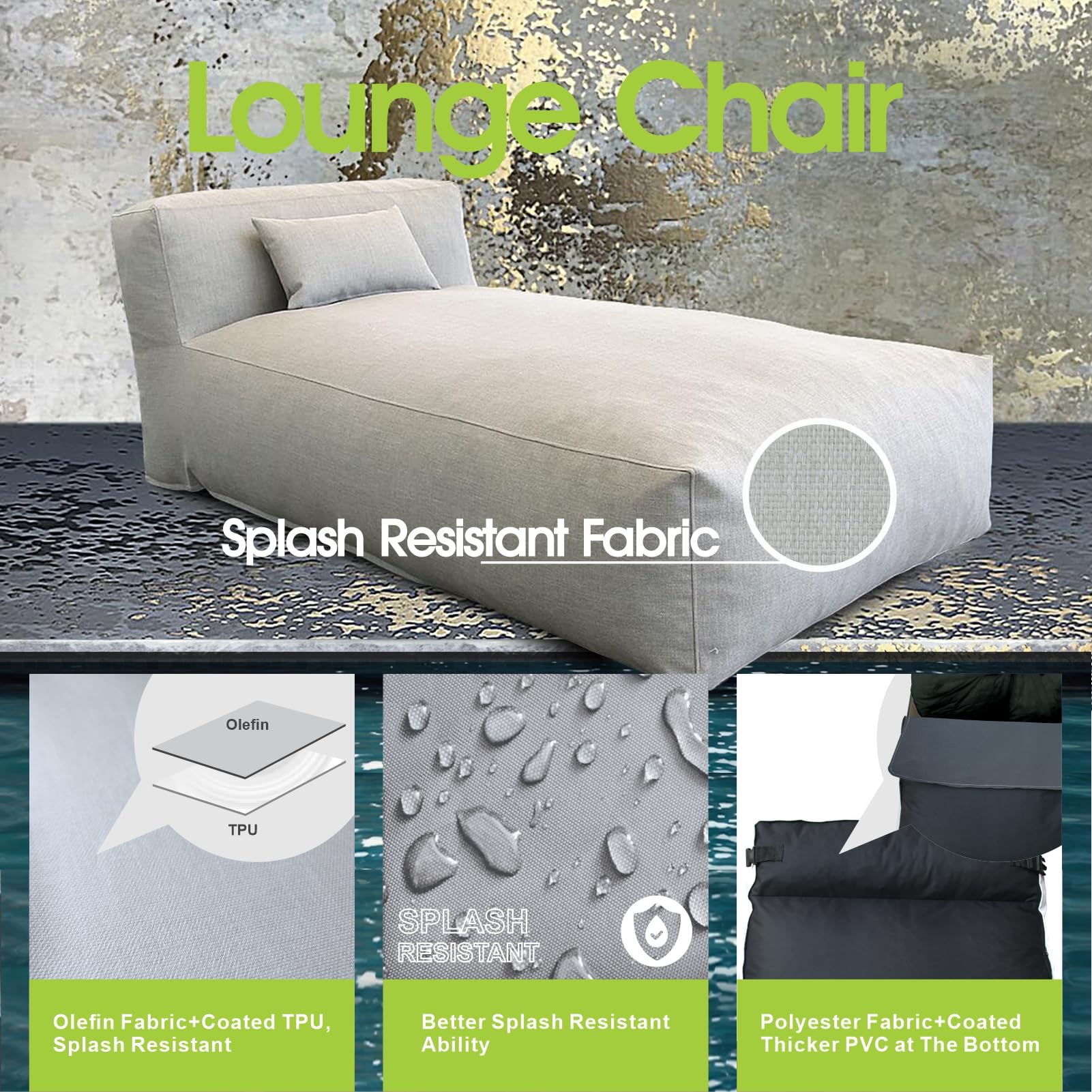 Premium Outdoor Patio Furniture Set - Modern Bean Bag Lounge Chair Sectional Conversation Set with High-Density Foam, Daybed & Sofa Couch (Light Gray) | Perfect for Backyard, Poolside & Garden Relaxation | OPEAK-lounge 01