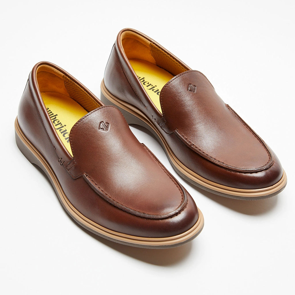 Premium Genuine Leather Loafers for Men - Chestnut Brown Slip-On Shoes - Comfortable & Stylish for Casual Wear, Office & Travel