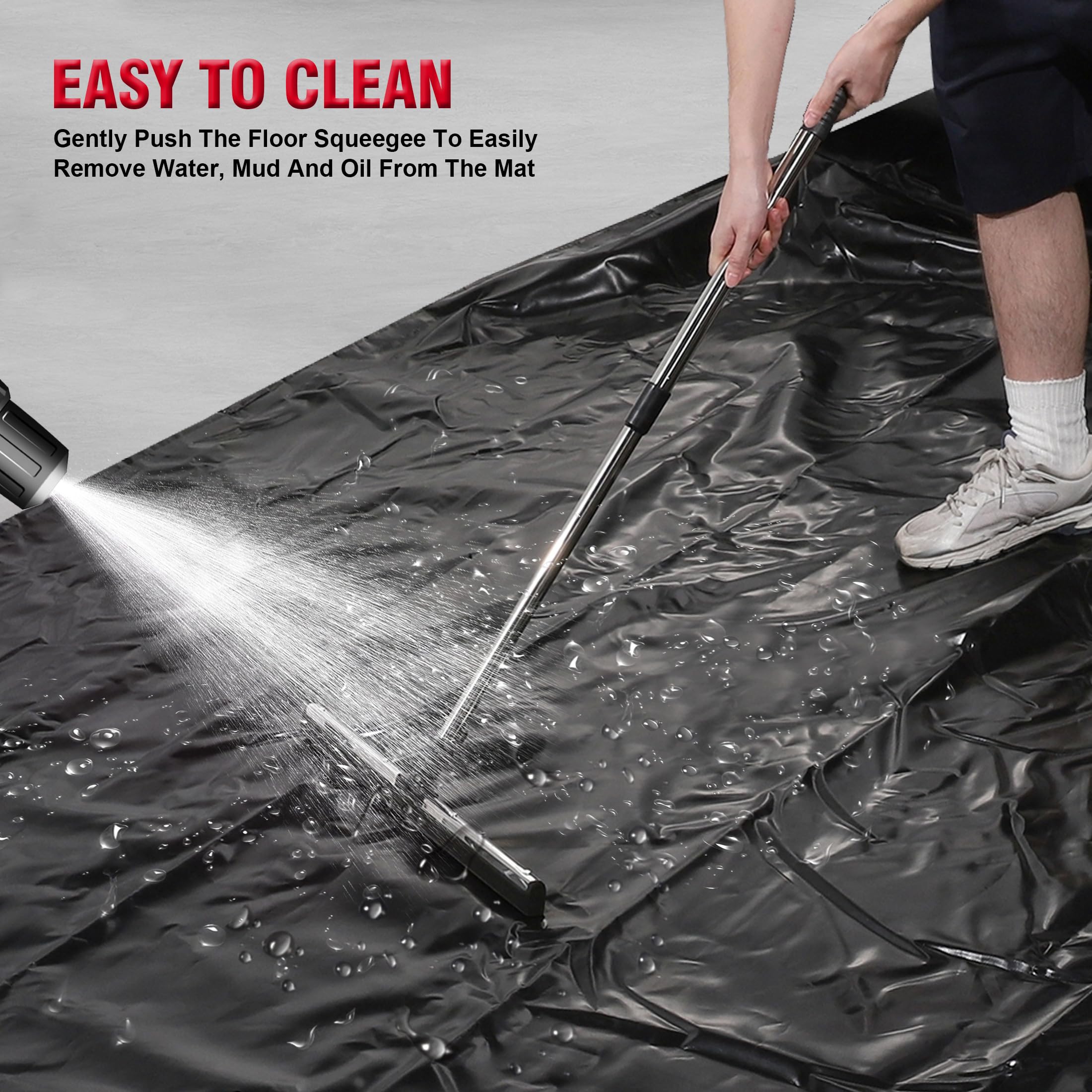 Heavy Duty Non-Slip Garage Floor Containment Mat - 7.9 x 18ft Waterproof Car Protection Mat for Sand, Snow, Rain & Mud - Ideal for Driveway, Workshop & Vehicle Maintenance Areas