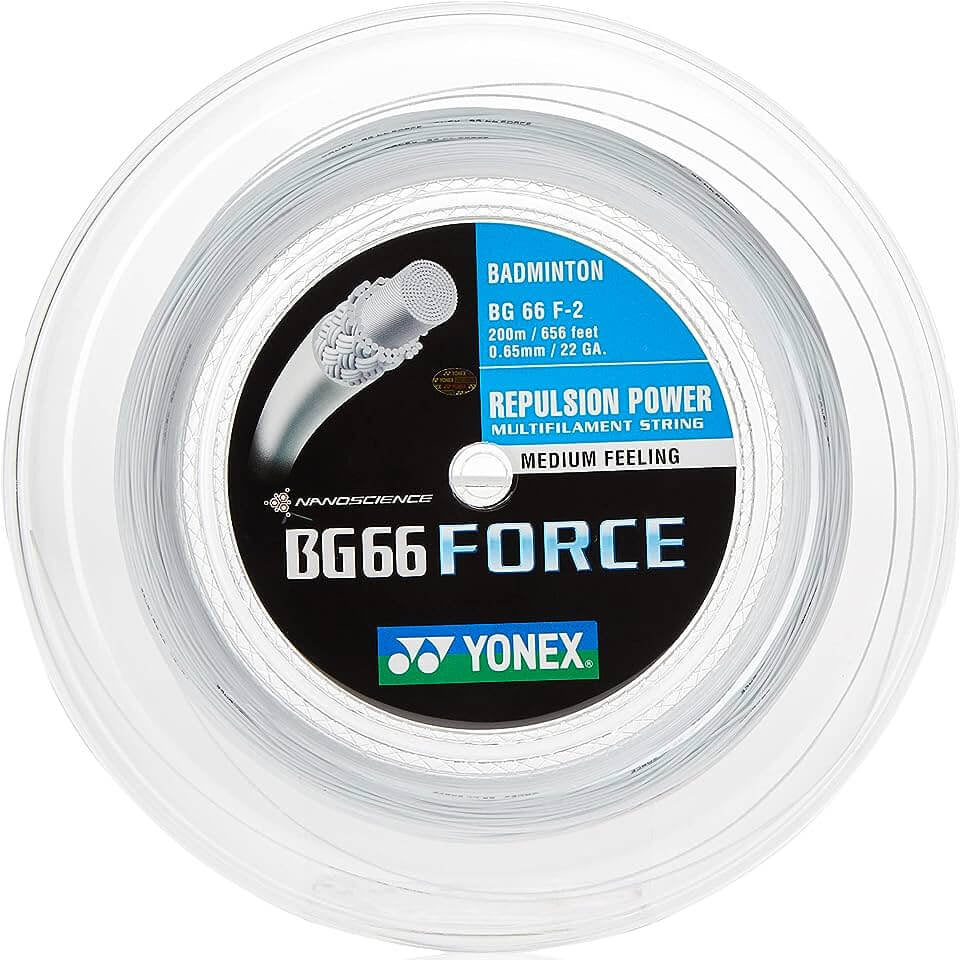 Yonex BG 66 Force Badminton String [200m Reel] - High Performance Badminton Racket String for Professional Players - Perfect for Tournament Play & Training Sessions