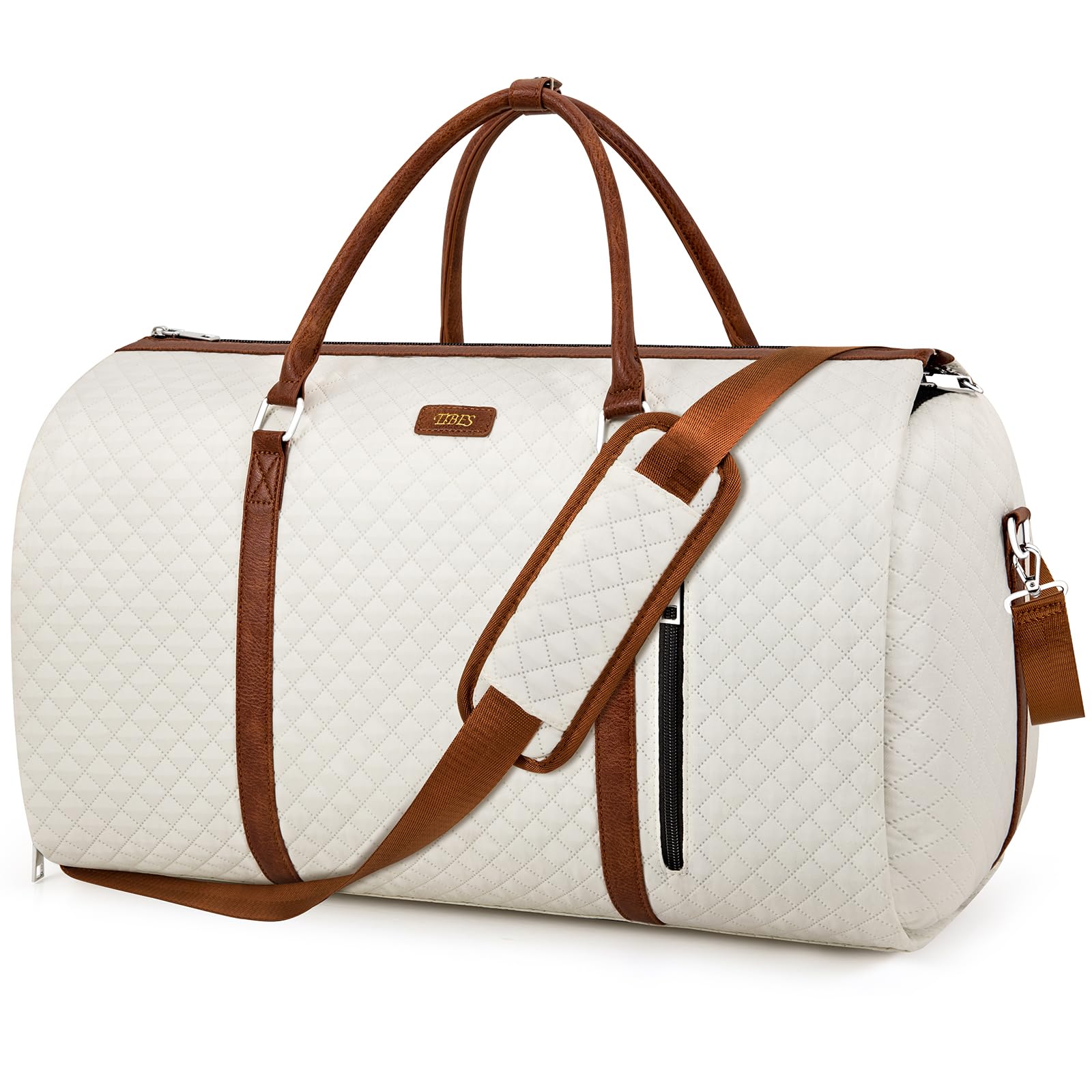 2-in-1 Convertible Travel Duffle Bag with Detachable Toiletry Pouch - Large Carry-On Weekender Garment Bag for Men & Women, Hanging Suitcase for Business Trips & Vacations (White) - Perfect for Air Travel, Gym & Weekend Getaways