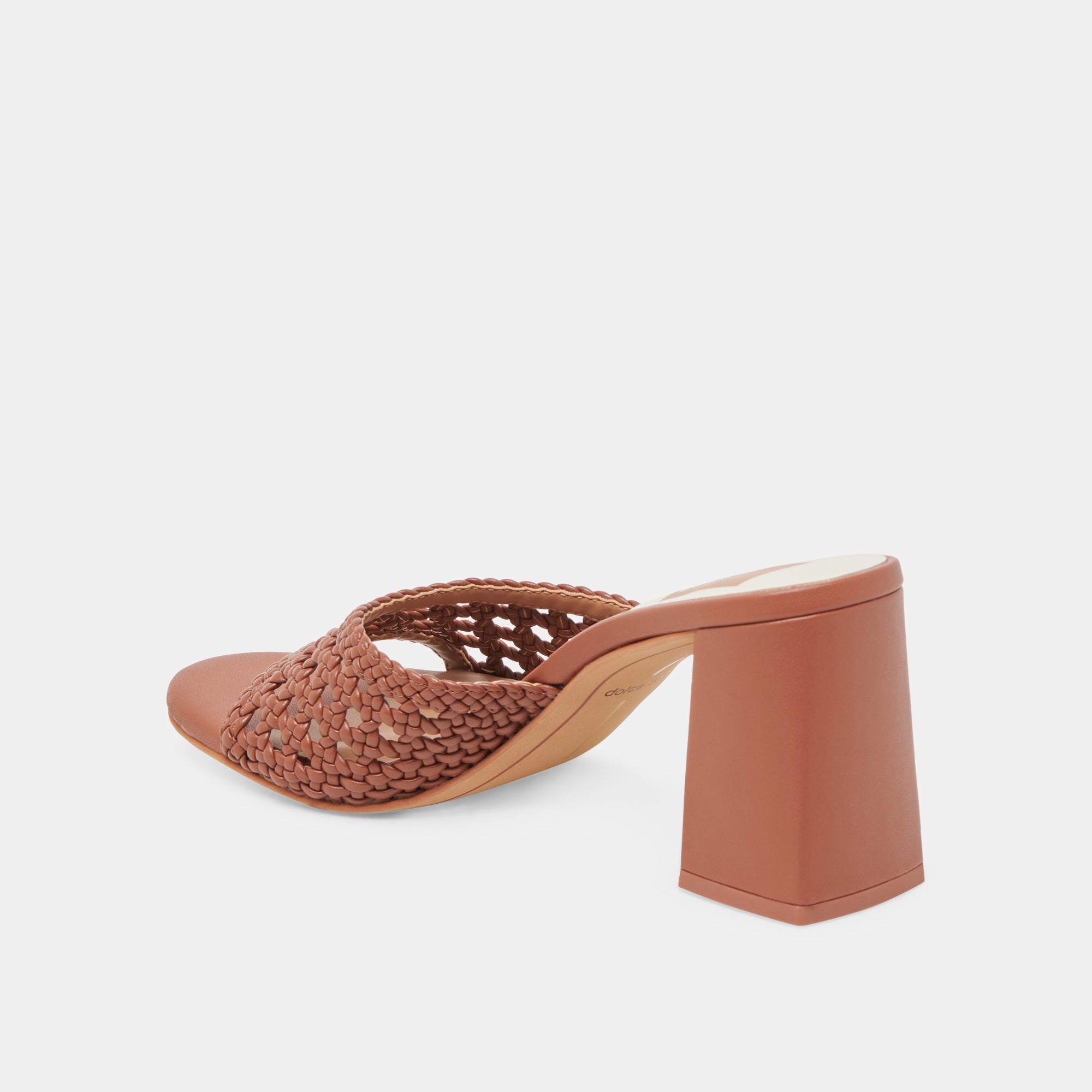 MARGOE Women's Cognac Woven Leather Heels - Stella Collection | Comfortable High Heel Shoes for Office, Party & Special Occasions