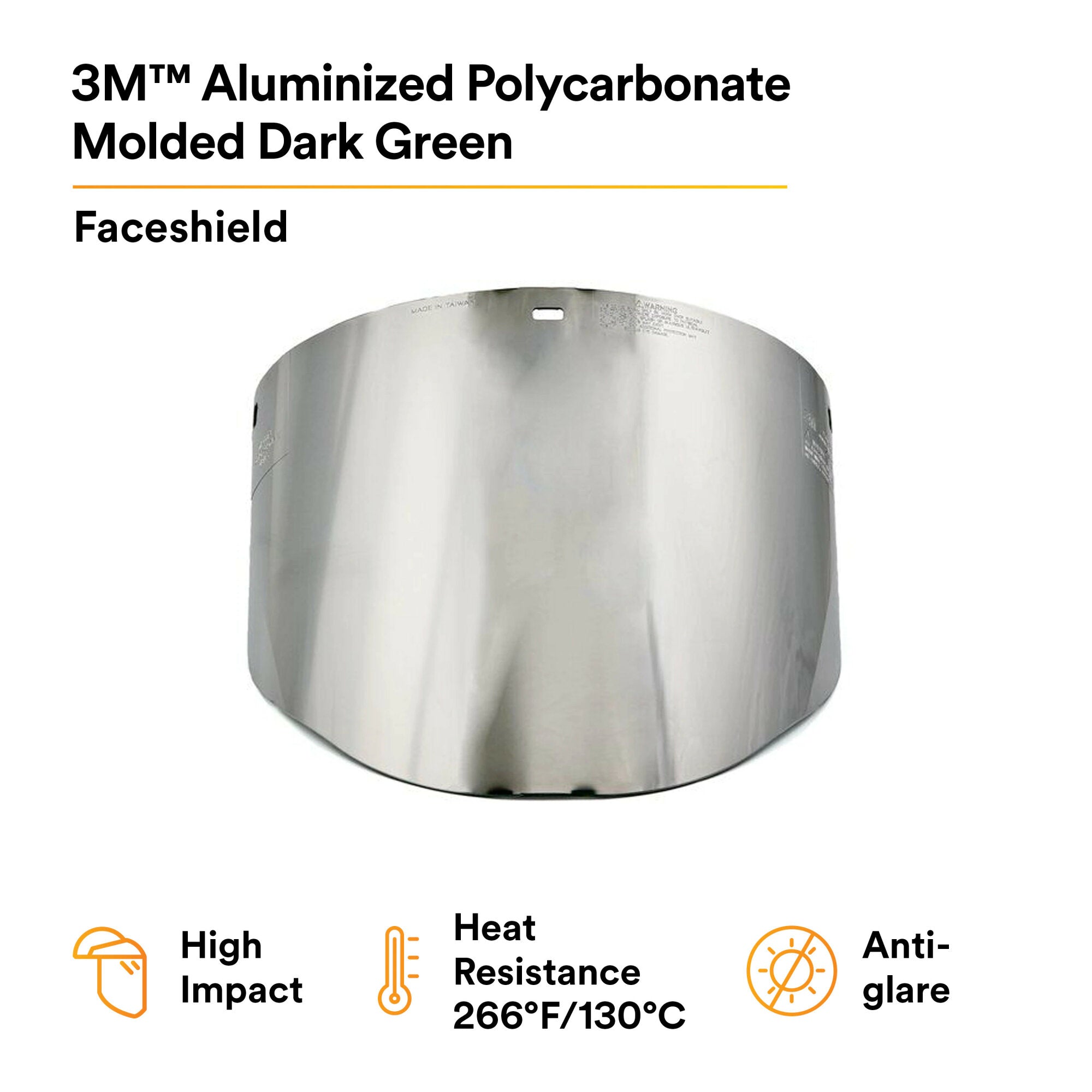 3M Aluminized Polycarbonate Molded Dark Green Faceshield Window 82509-00000 - Safety Face Shield for Welding, Grinding & Industrial Work Protection
