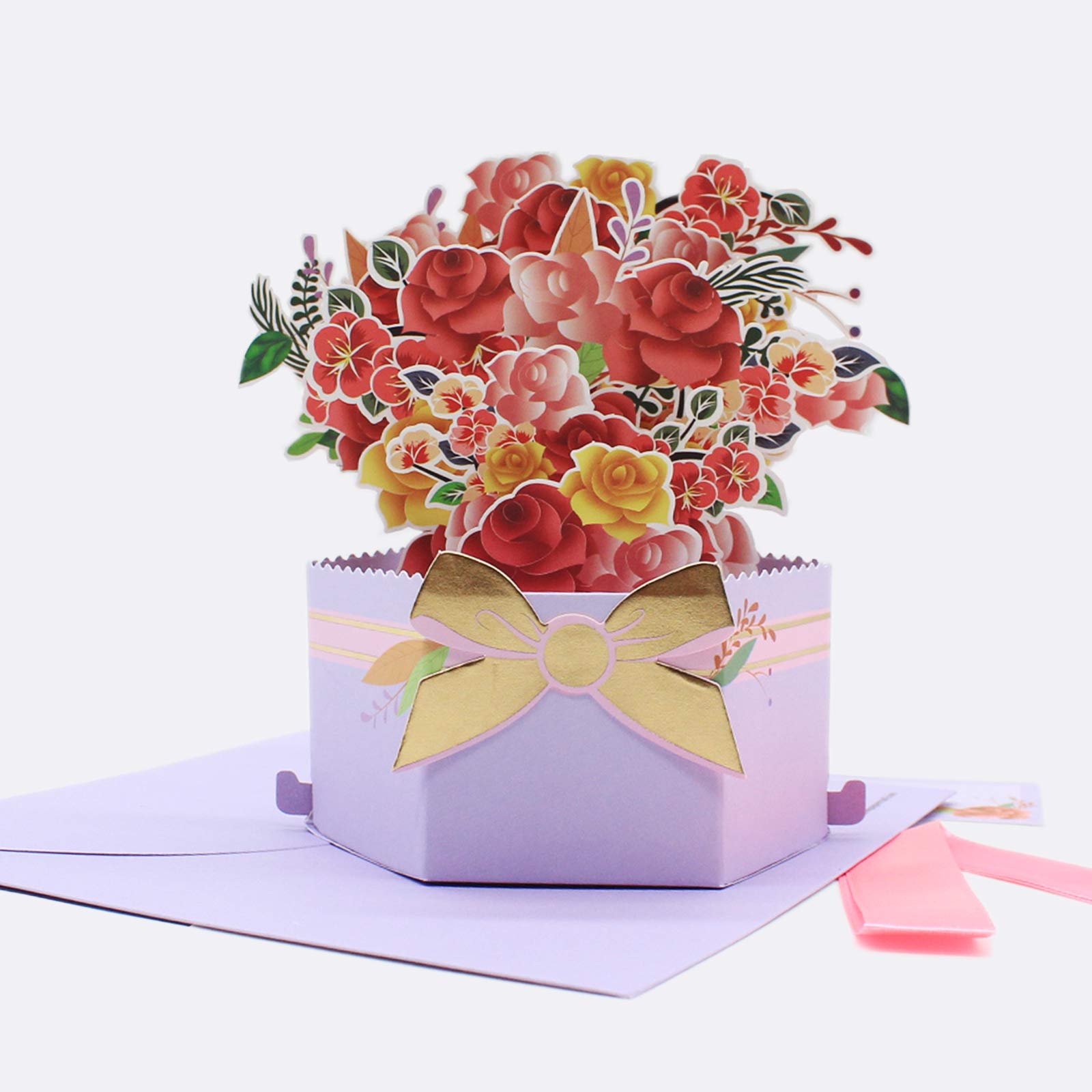 Valentine's Day Pop Up Card | 3D Handmade Birthday Cake Greeting Card | Floral Design for Anniversaries, Weddings & Special Occasions