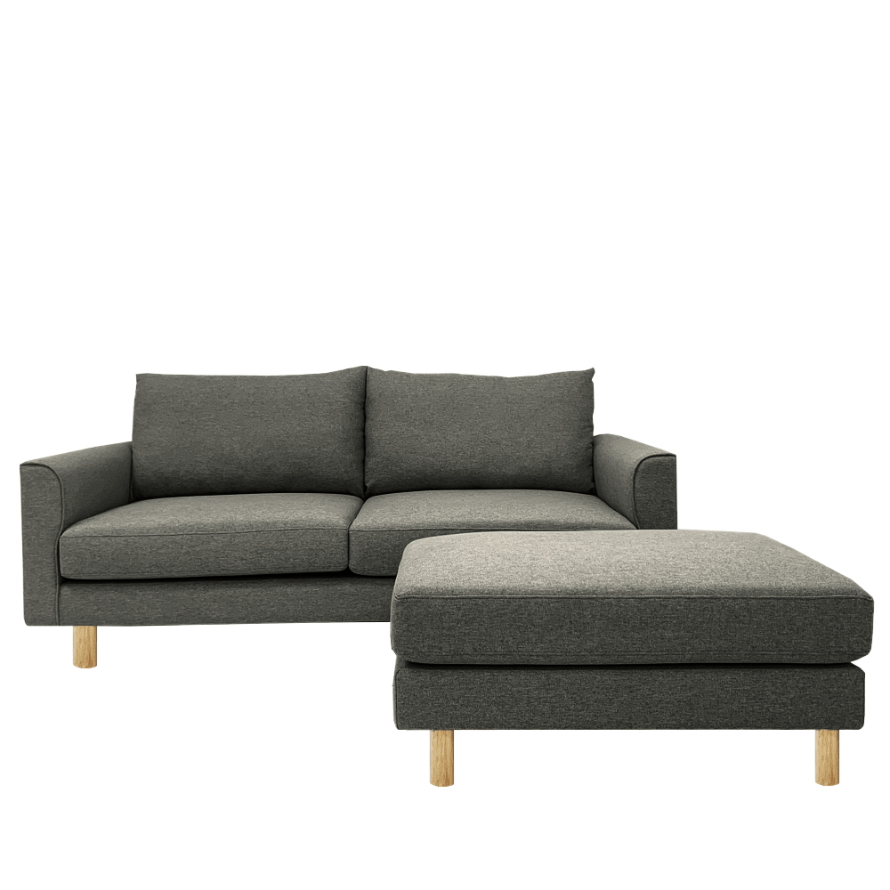 Toby Sofa with Ottoman - EcoClean Fabric, Modern Living Room Furniture for Small Spaces | Perfect for Apartments, Lounging & Movie Nights