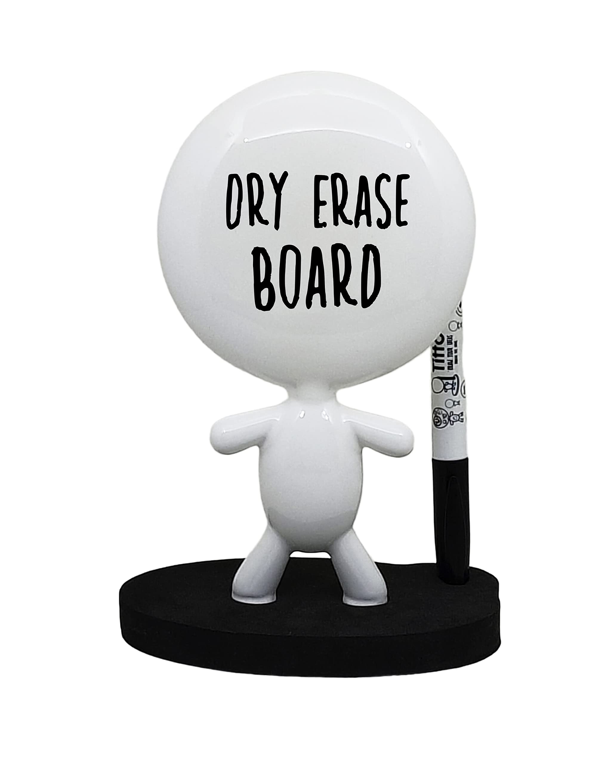TITTO Original Ceramic Desk Whiteboard Doll - Black Office Gift for Coworkers, Home & Office Decor - Draw Your Ideas Memo Pad - Perfect for New Year Gifts & Creative Workspace Organization