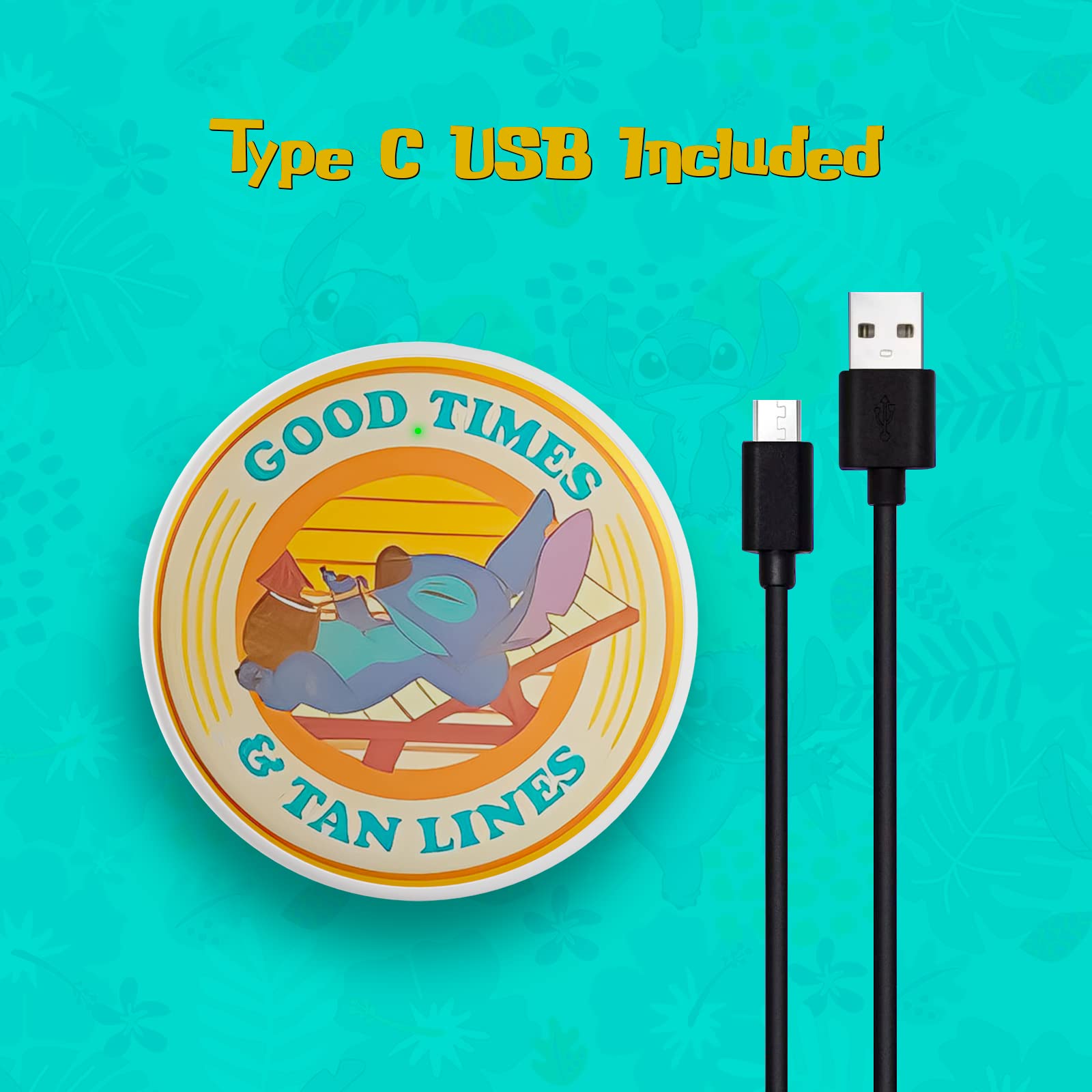 Disney Lilo and Stitch Wireless Charging Pad - Cute Stitch-Themed Qi Charger for iPhone, Samsung & All Qi-Enabled Phones - Perfect Gift for Disney Fans & Anime Lovers - Use at Home, Office or Travel