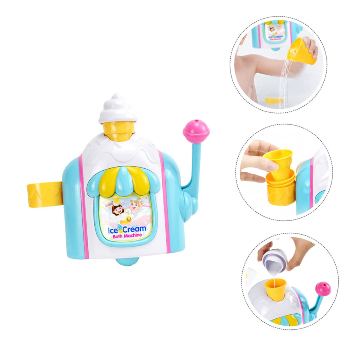 BRIGHTFUFU Ice Cream Bubble Blower Machine - Kids Pretend Play Bath Tub Toy, ABS Plastic for Safe Bath Time Fun - Perfect for Birthday Parties, Indoor & Outdoor Play