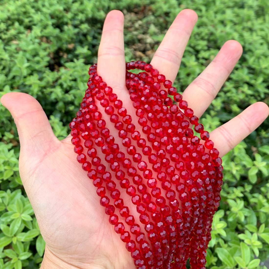 5 Strands Czech 6mm Faceted Round Crystal Glass Loose Beads Spacers Bulk Siam Red (450-475pcs) - DIY Jewelry Making, Bracelets, Necklaces, Earrings & Craft Projects - Perfect for Beading, Gift Making & Home Decor