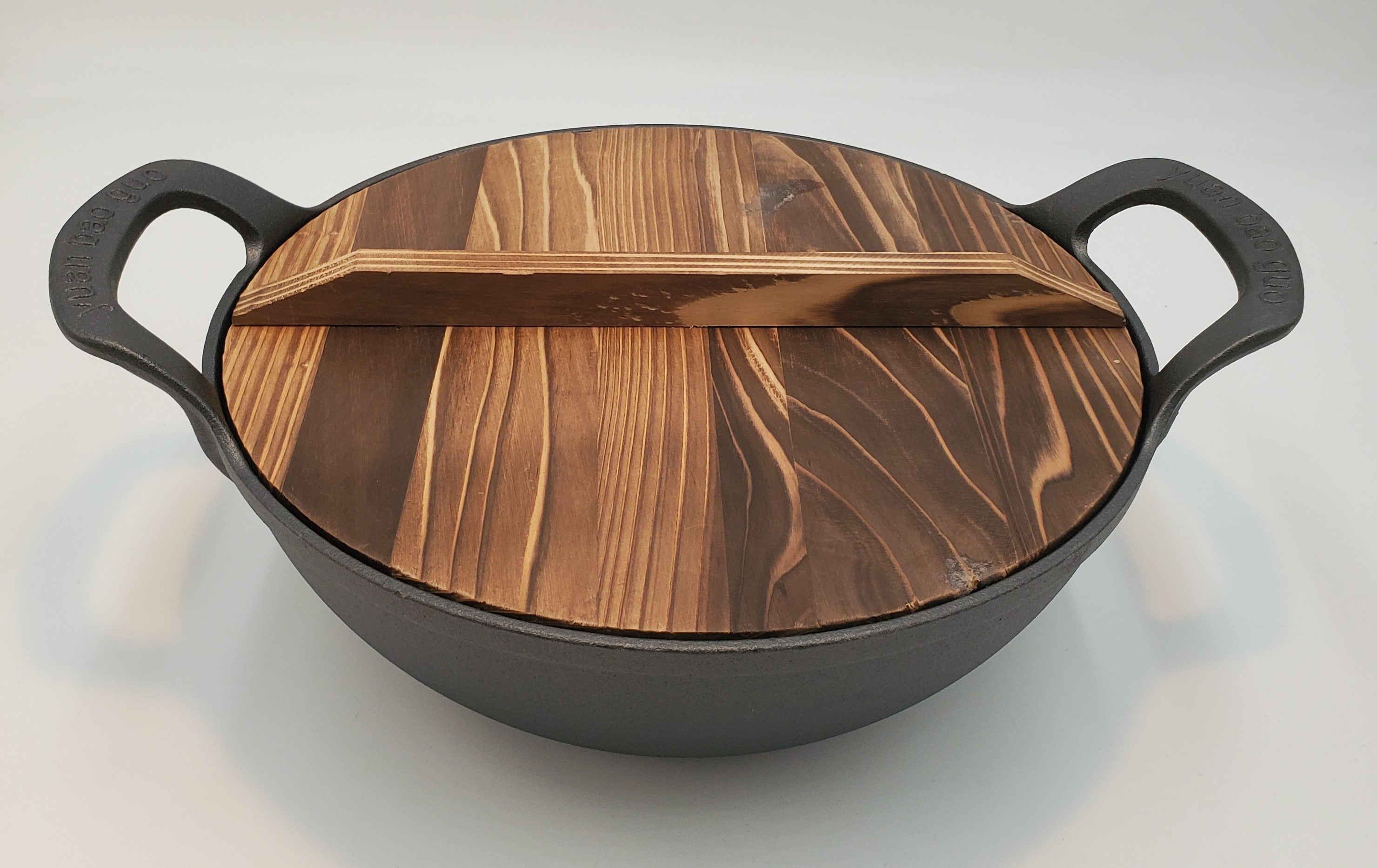 12.5x6 Inch Cast Iron Wok with Lid - Heavy Duty Pre-Seasoned Carbon Steel Pan for Stir Fry, Deep Frying & Asian Cooking - Perfect for Home Kitchen & Restaurant Use
