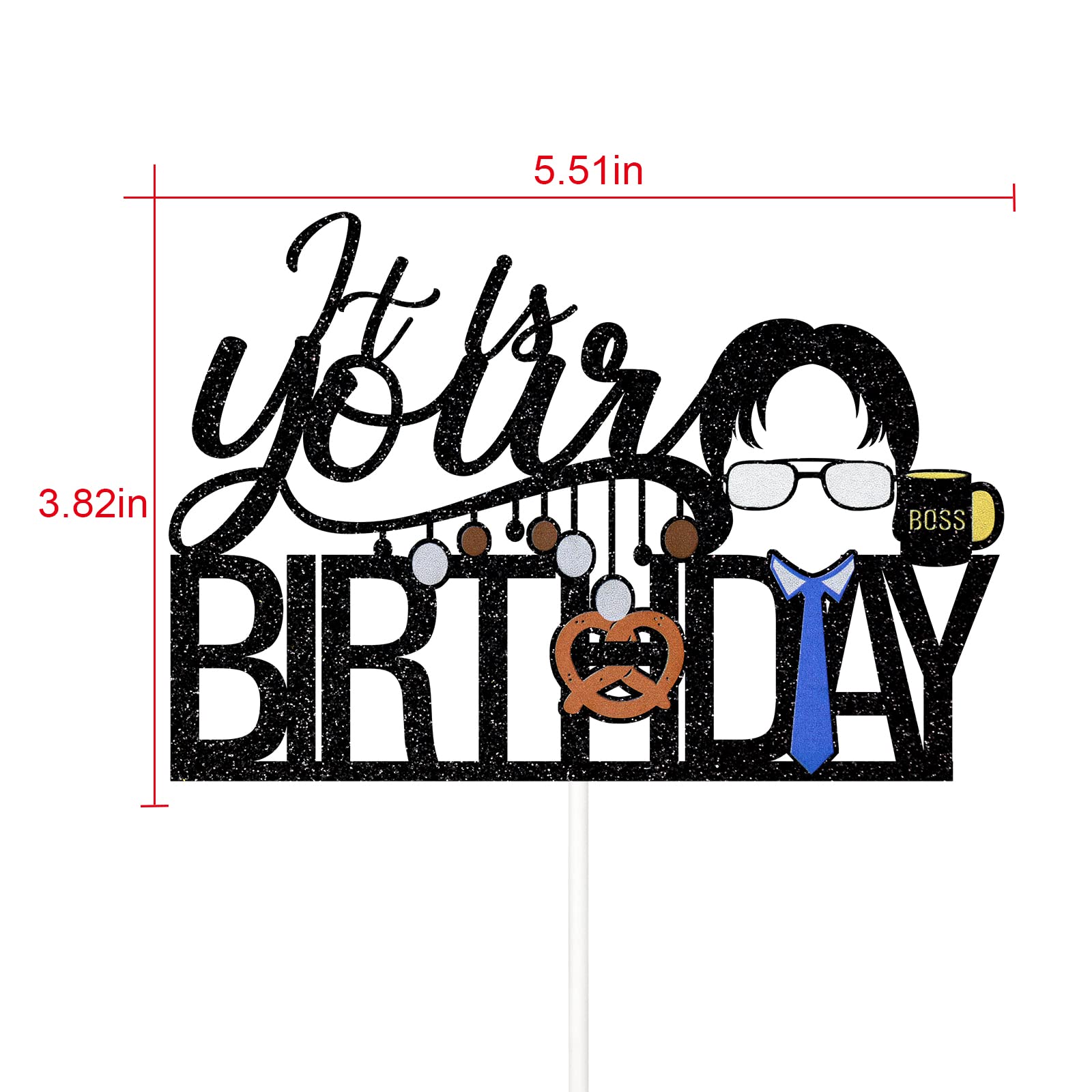 The Office Birthday Cake Topper - Double-Sided Glitter Party Decor for Coworker Celebrations | Perfect for Office Themed Parties, Work Anniversaries & Surprise Bday Decorations